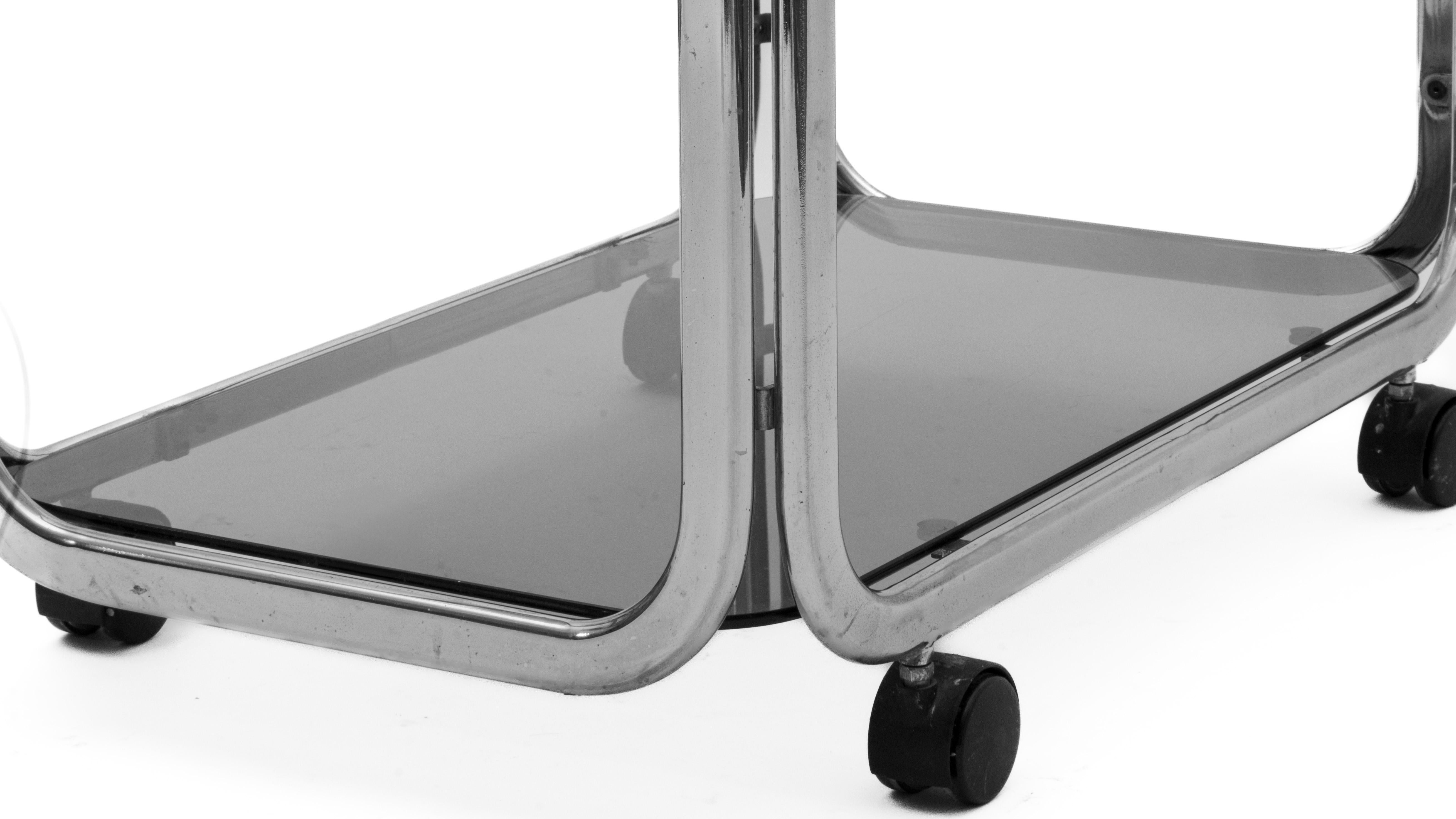 1970s chrome and glass trolley 1