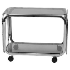 1970s chrome and glass trolley