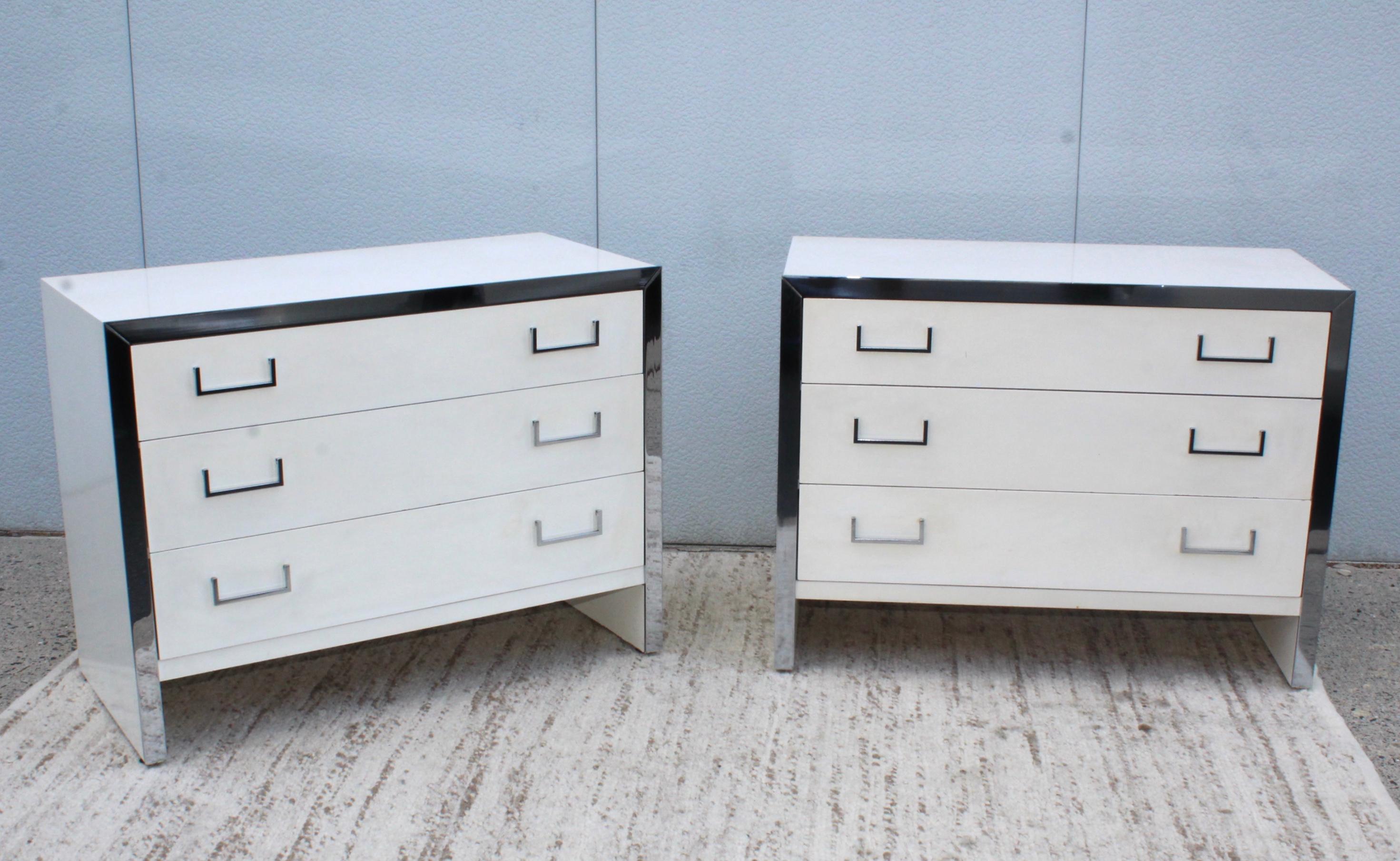 American 1970s Chrome and Lacquer Mid-Century Modern Dressers by John Stuart