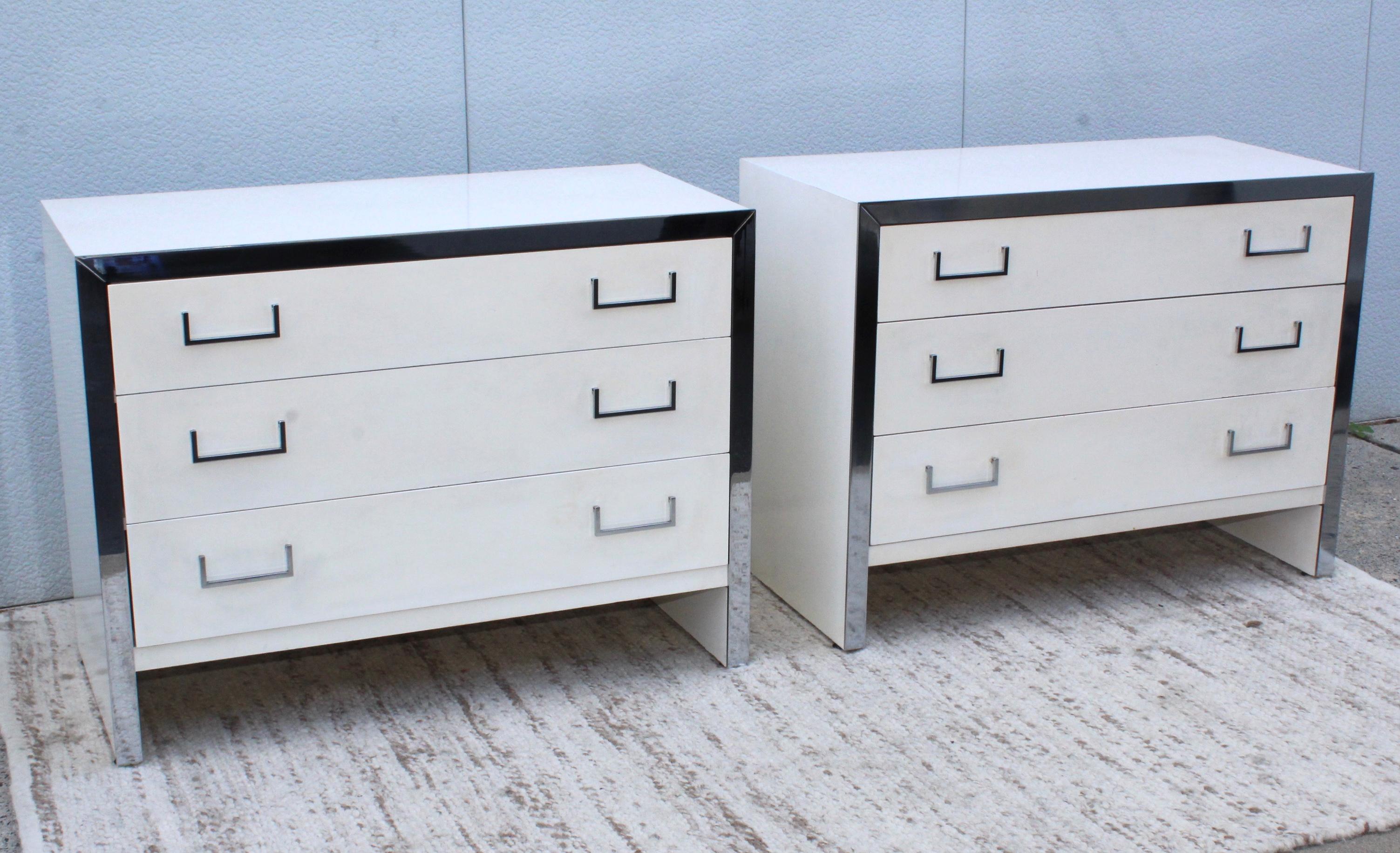 1970s Chrome and Lacquer Mid-Century Modern Dressers by John Stuart In Good Condition In New York, NY