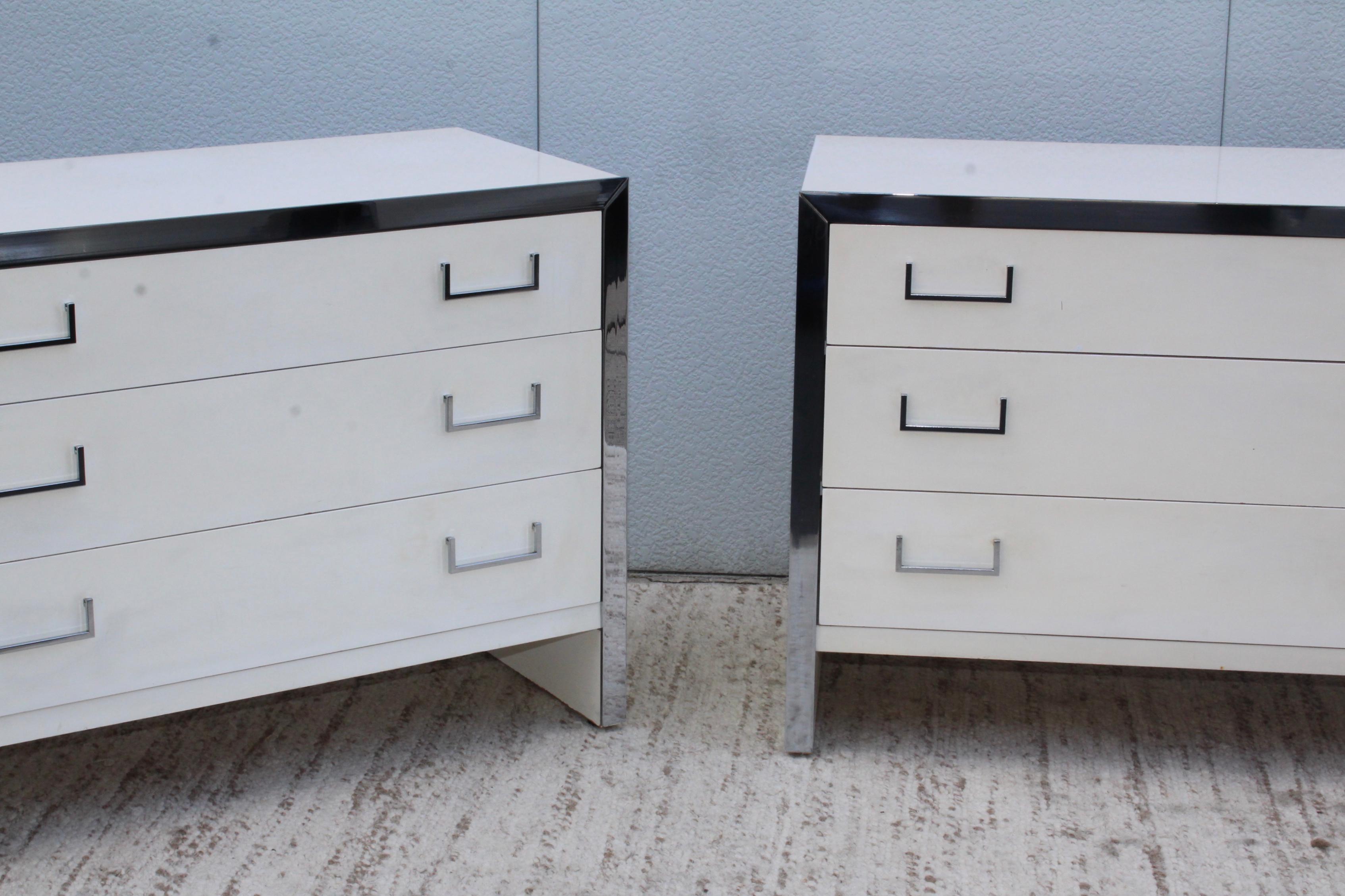 Late 20th Century 1970s Chrome and Lacquer Mid-Century Modern Dressers by John Stuart