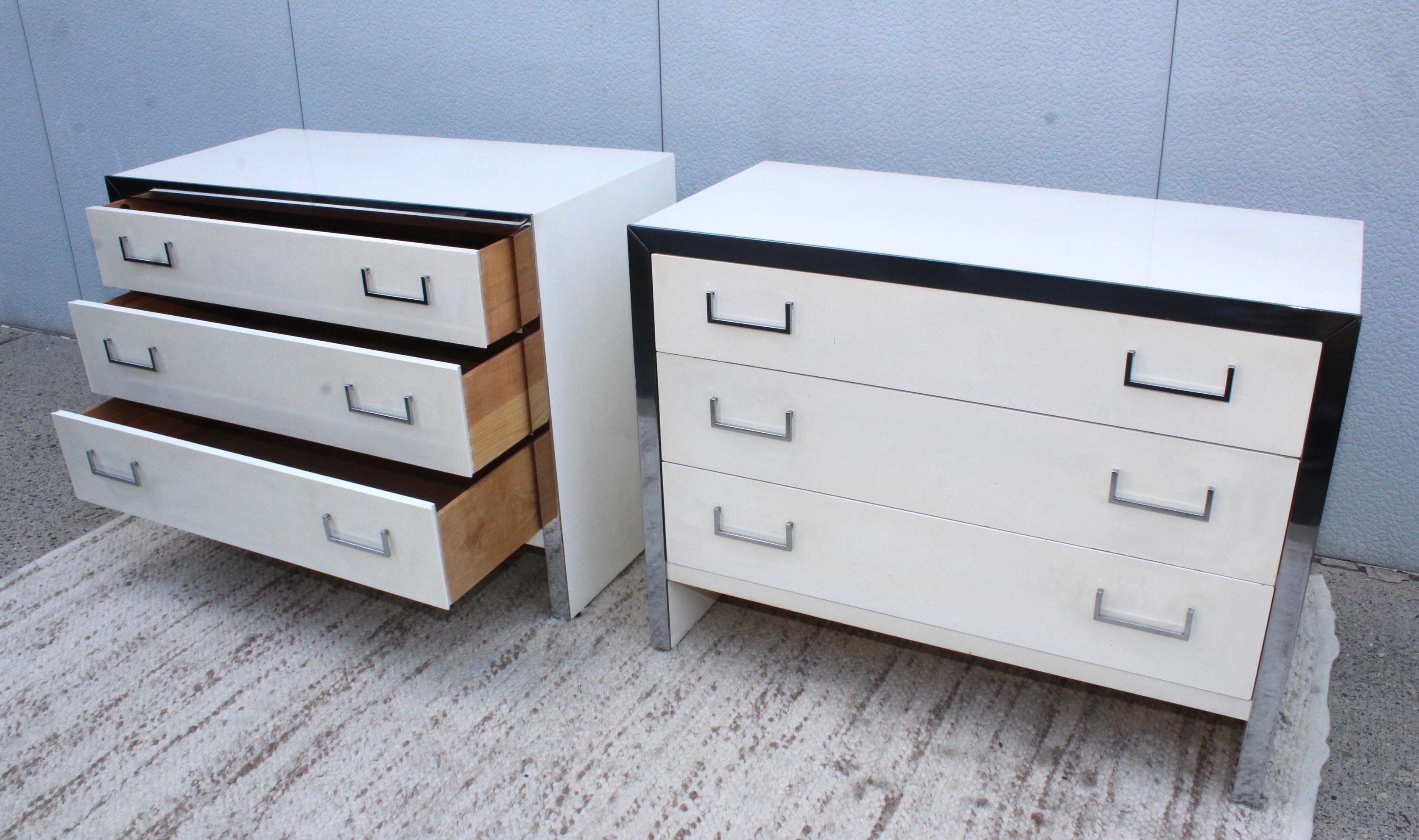1970s Chrome and Lacquer Mid-Century Modern Dressers by John Stuart 1