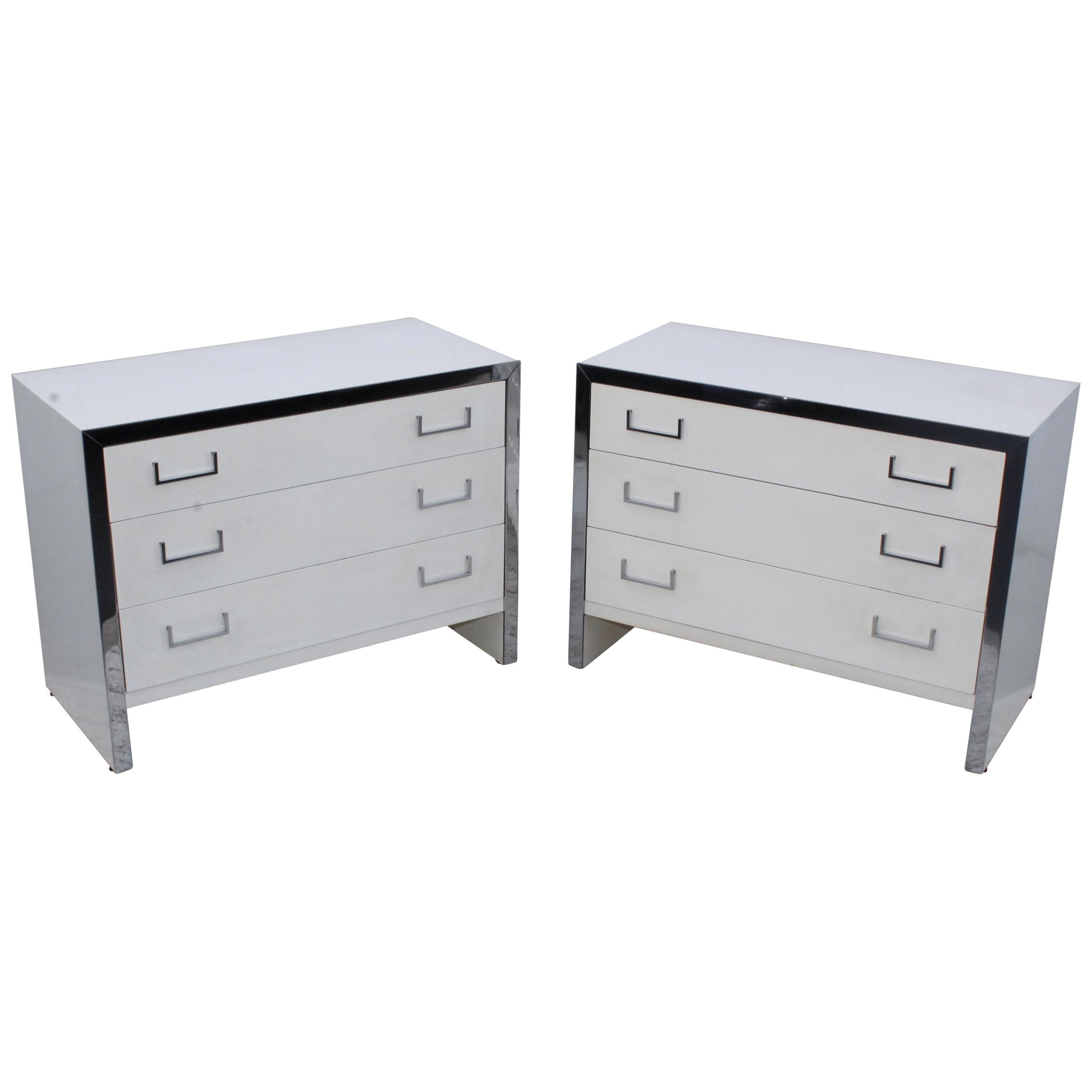1970s Chrome and Lacquer Mid-Century Modern Dressers by John Stuart