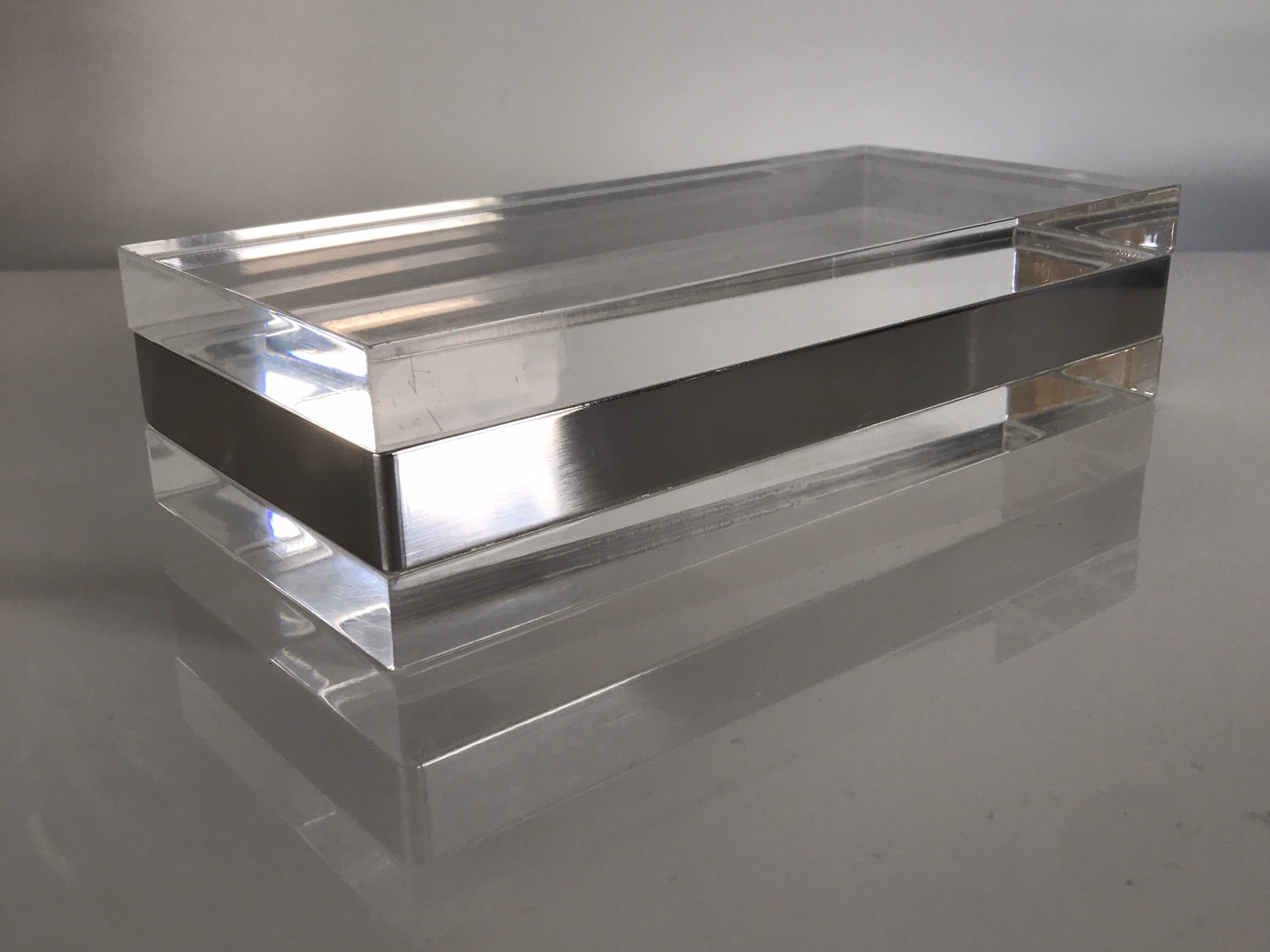 Mid-Century Modern 1970s Chrome and Lucite Box