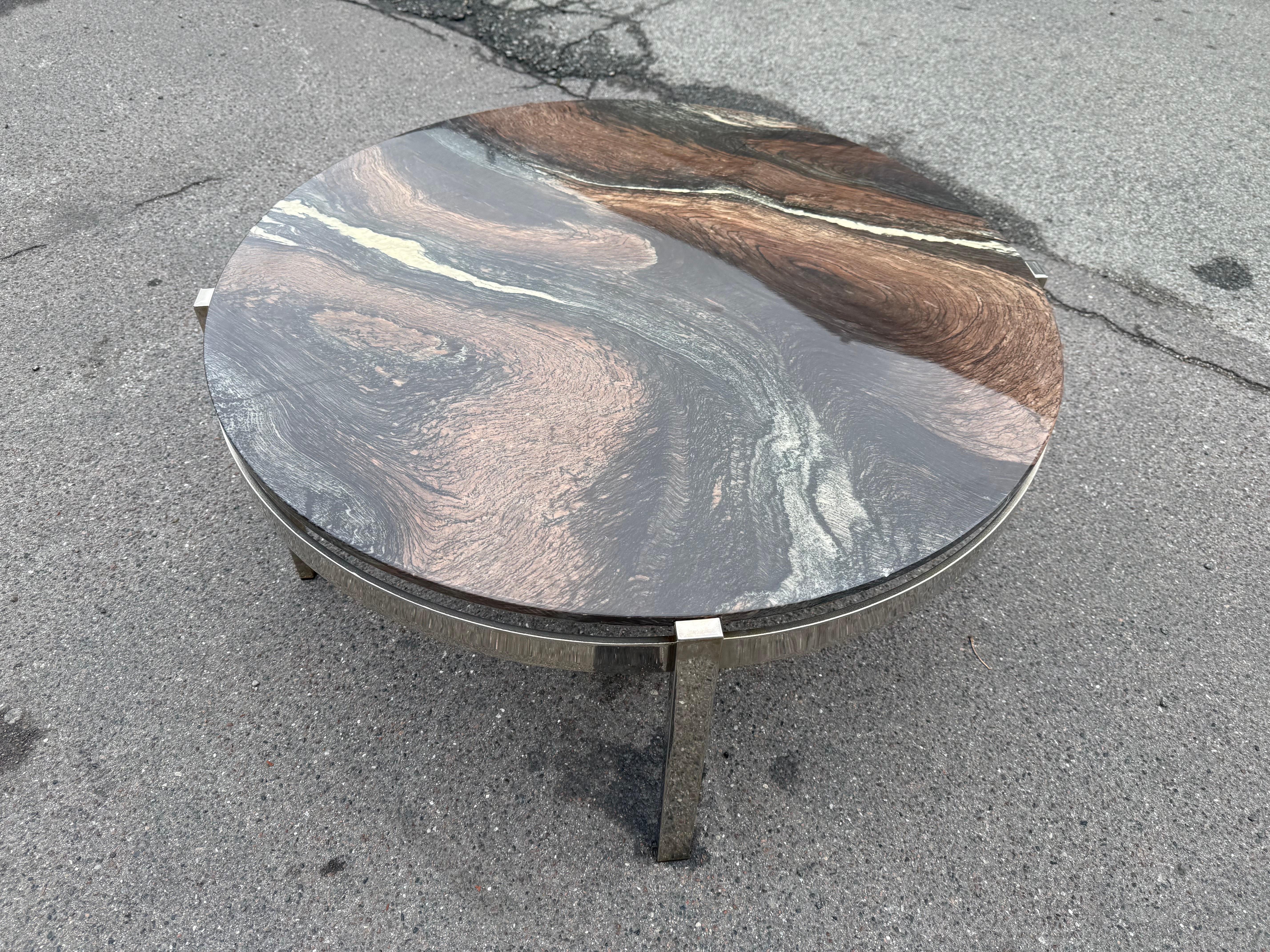 Fin du 20e siècle Table de canapé des années 1970 en chrome et marbre de Bendixen Design au Danemark en vente