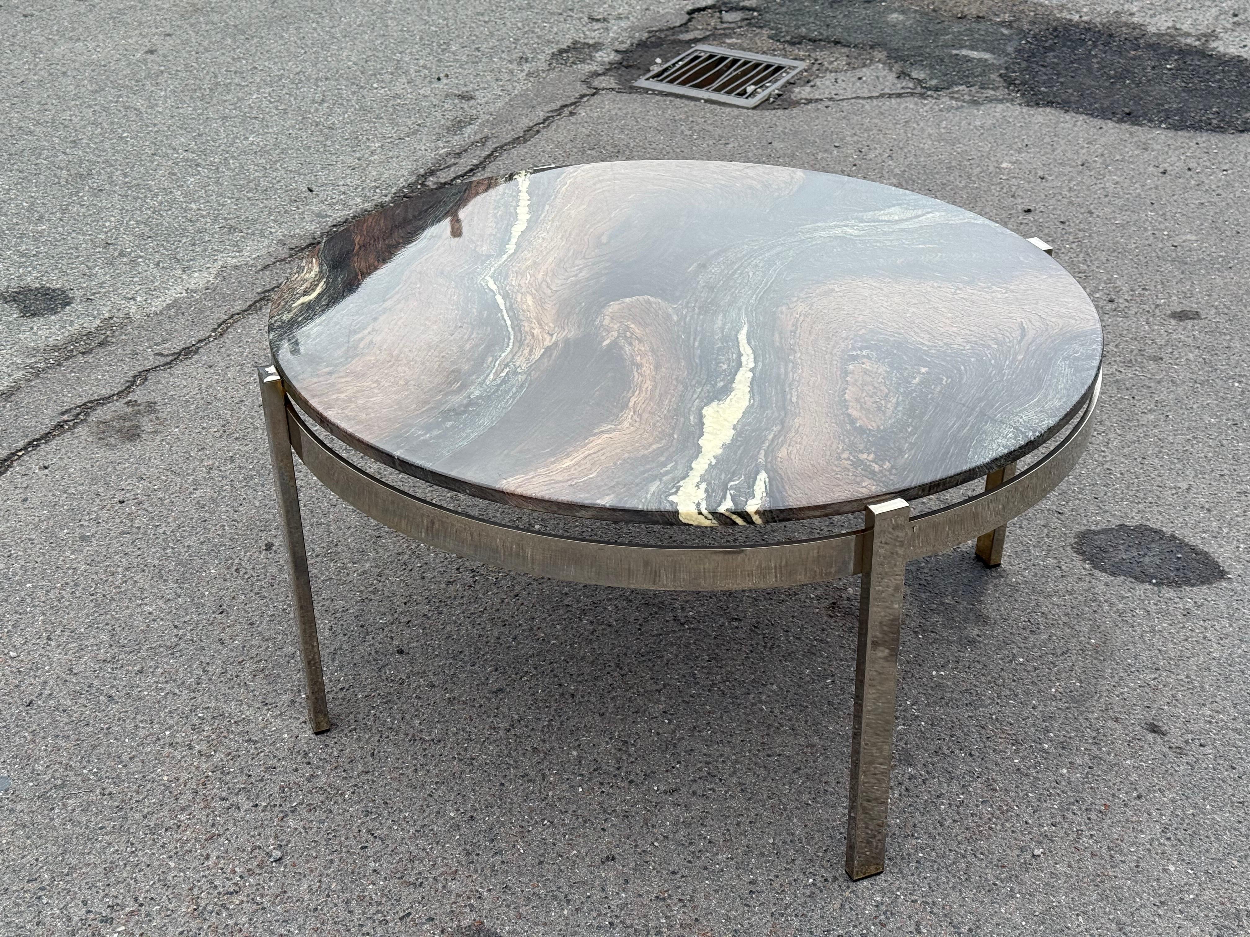 Table de canapé des années 1970 en chrome et marbre de Bendixen Design au Danemark en vente 1