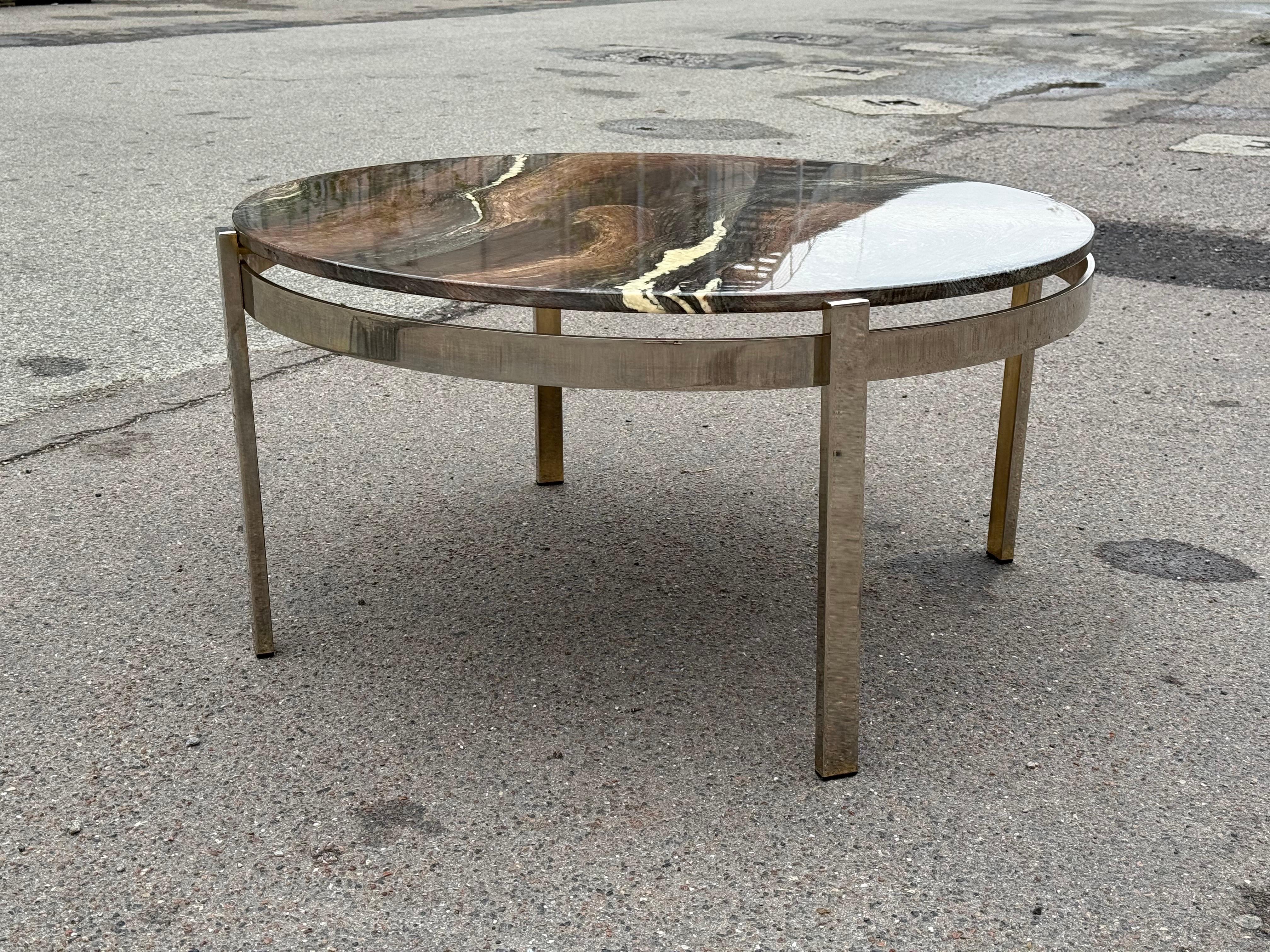Table de canapé des années 1970 en chrome et marbre de Bendixen Design au Danemark en vente 2