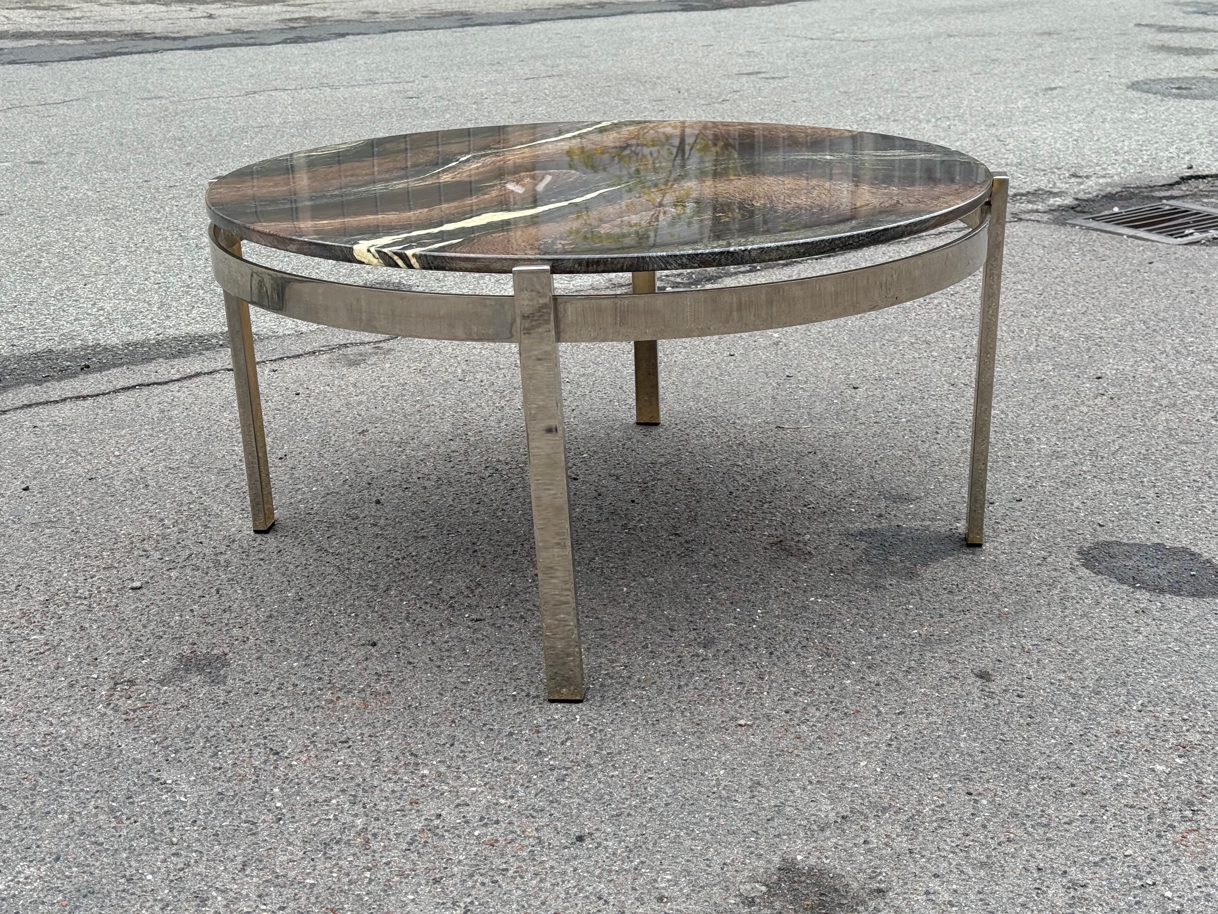 Table de canapé des années 1970 en chrome et marbre de Bendixen Design au Danemark en vente 3