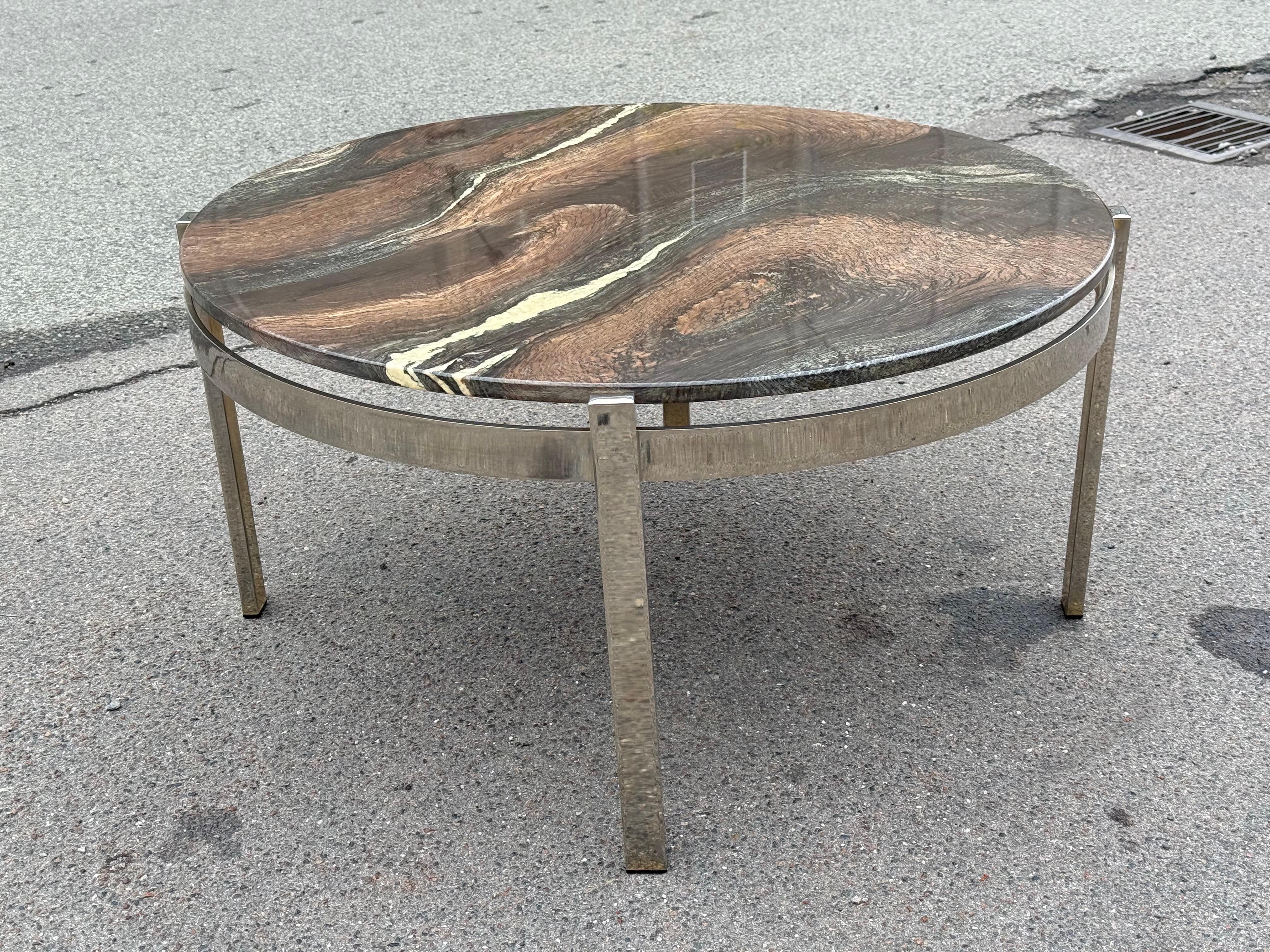 Table de canapé des années 1970 en chrome et marbre de Bendixen Design au Danemark en vente 4