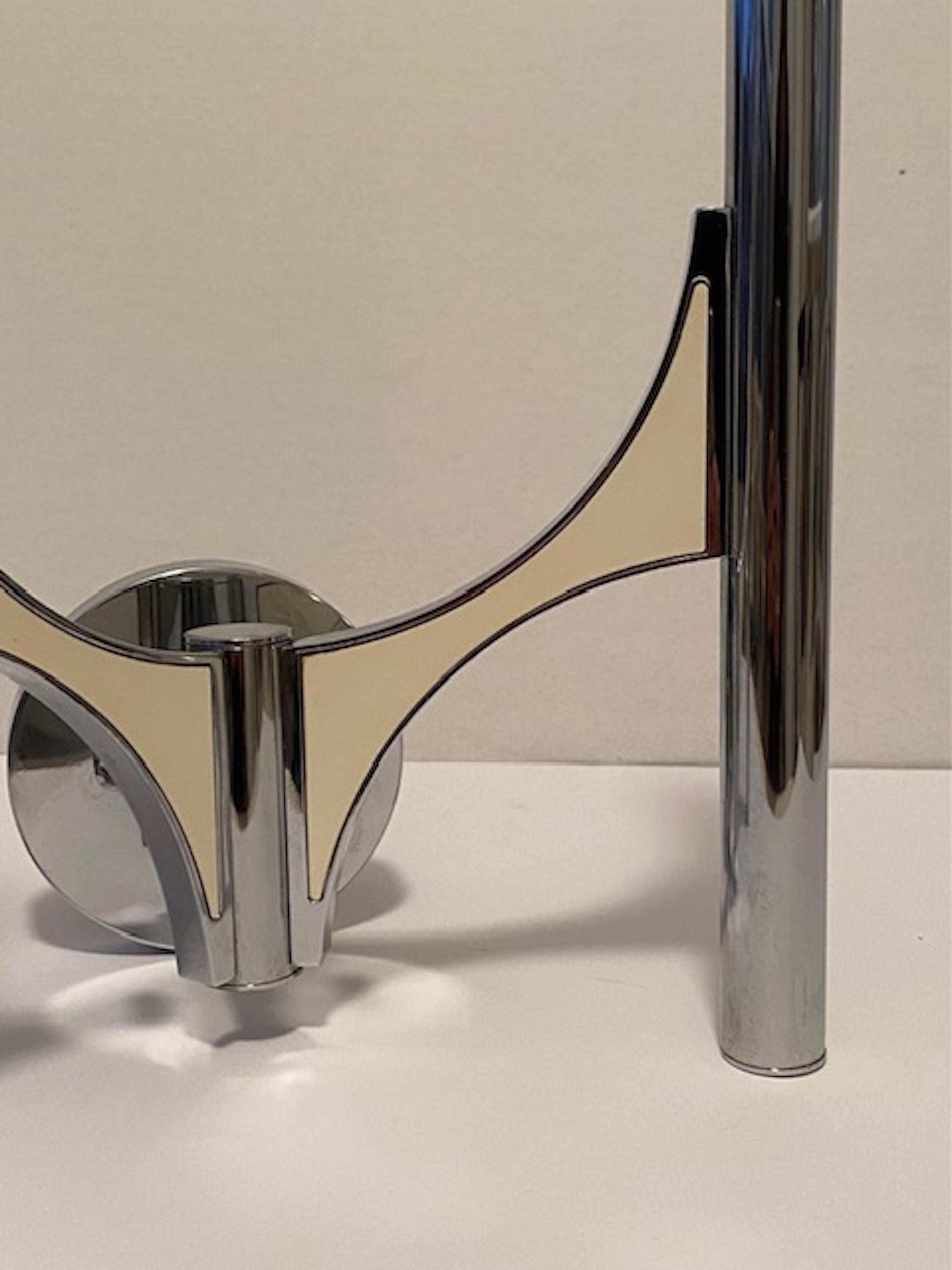Mid-Century Modern 1970s Chrome and Metal Sconces by Gaetano Sciolari For Sale