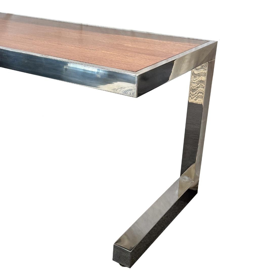 Mid-Century moderno Scrivania anni '70 in cromo e palissandro in vendita