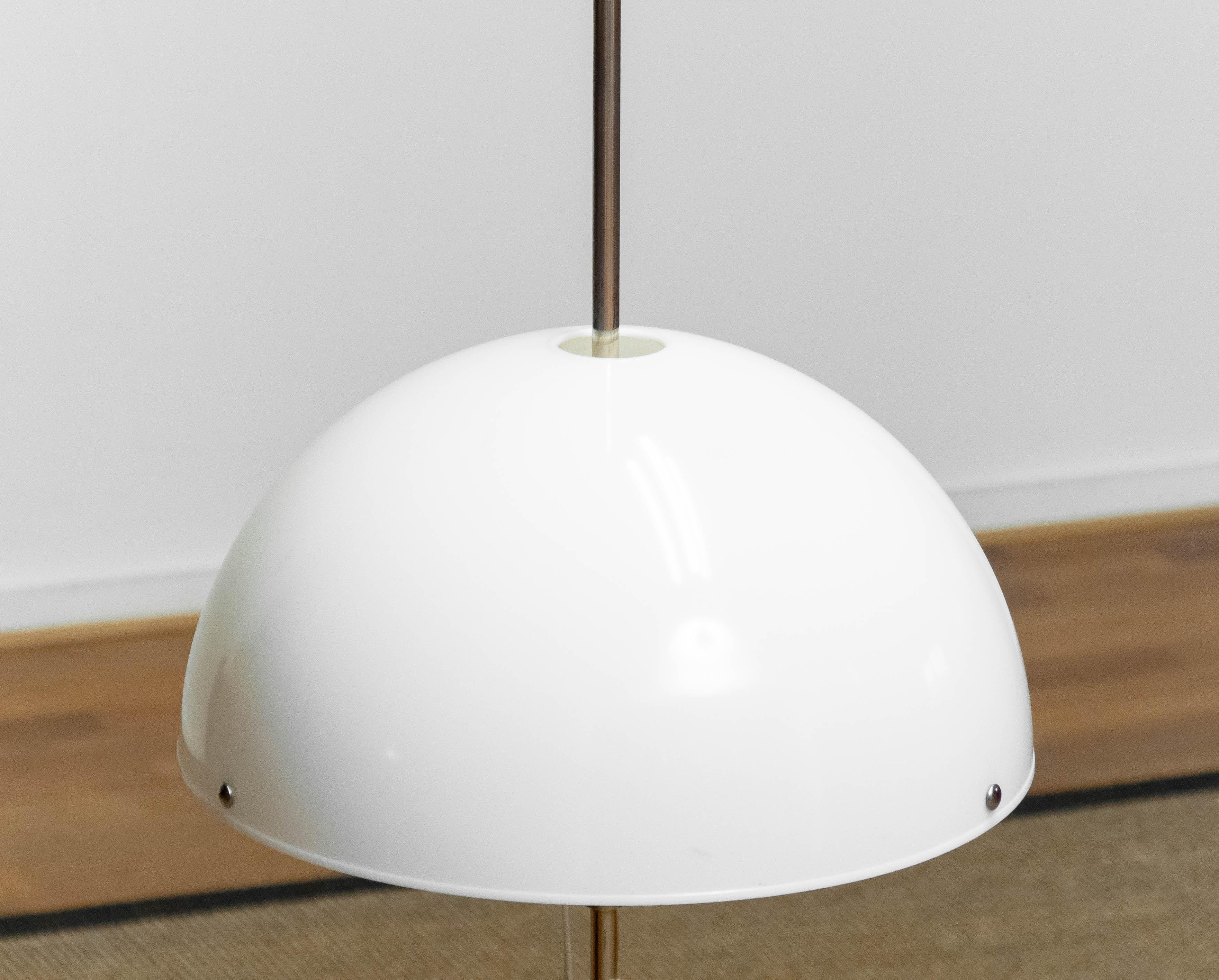 Modern 1970's Chrome and White Acrylic Mushroom Floor Lamp Made by Fagerhult Sweden For Sale