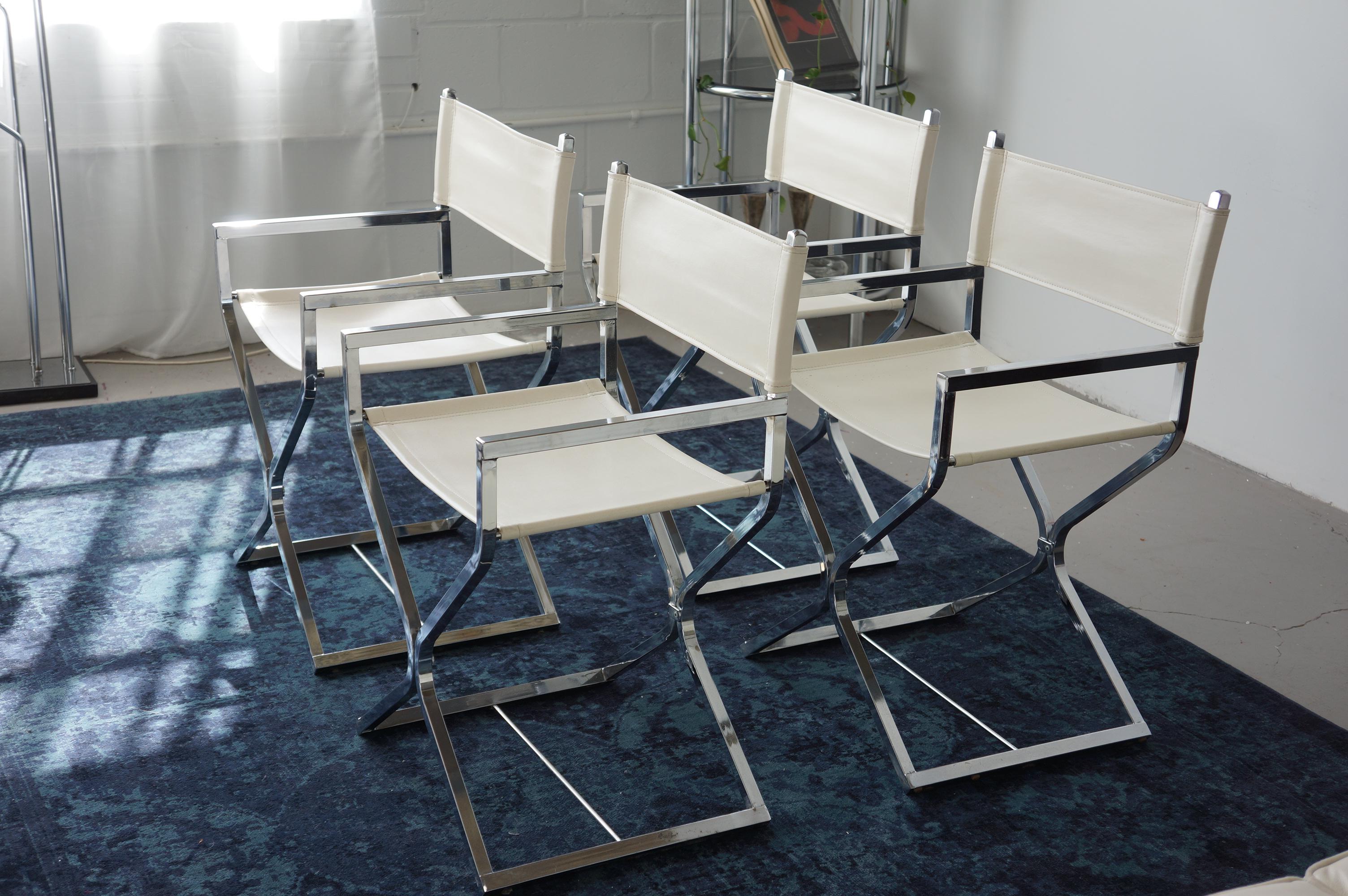 Mid-Century Modern 1970s Chrome And White Leather Chairs Attributed To Robert Kjer Jakobsen