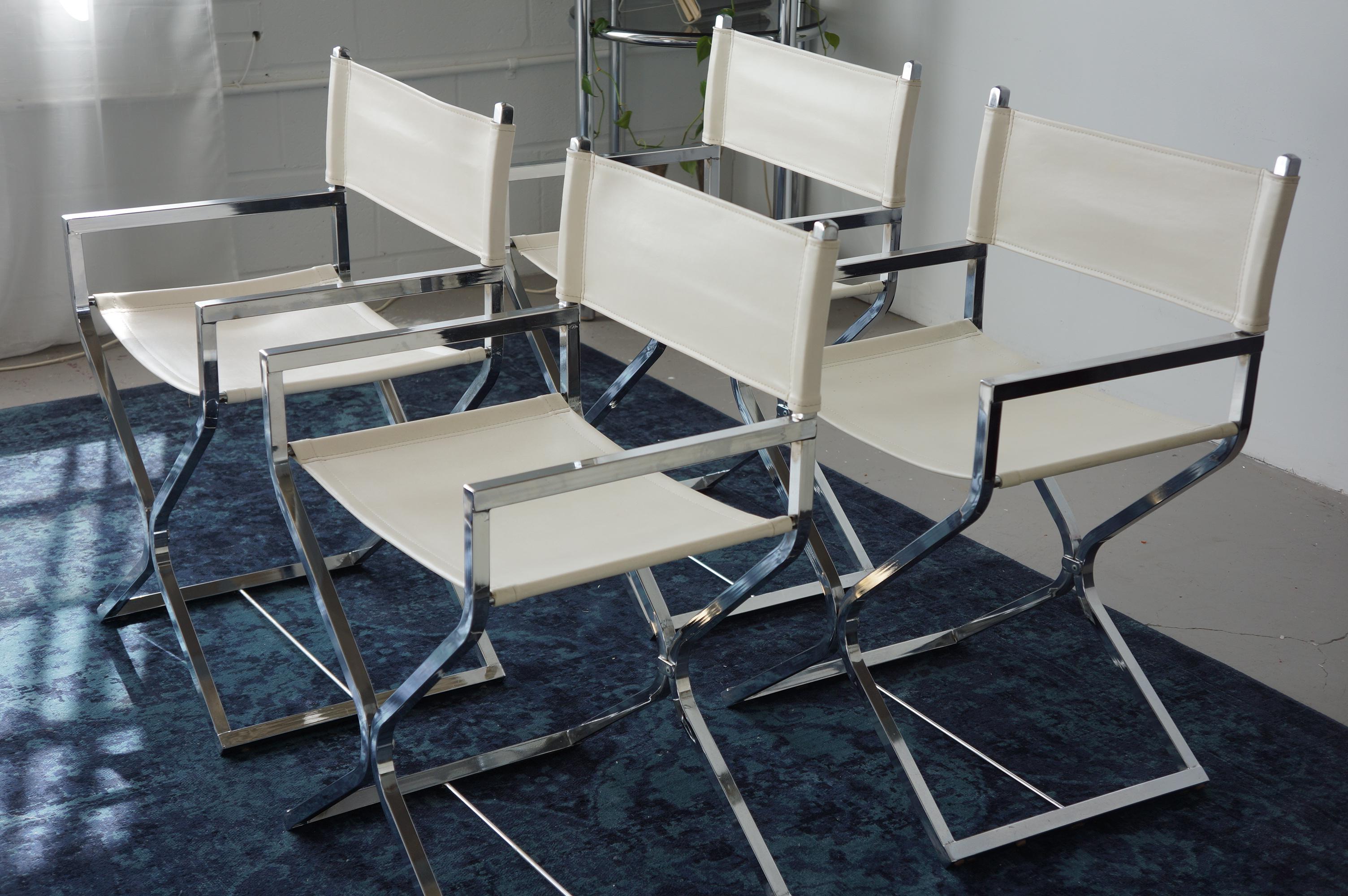Other 1970s Chrome And White Leather Chairs Attributed To Robert Kjer Jakobsen