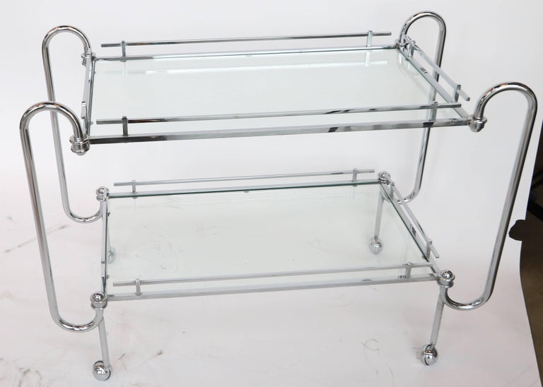 1970s Chrome Bar Cart with Glass Shelves at 1stdibs