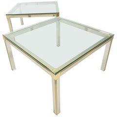 Tables d'appoint italiennes en laiton et verre chromé des années 1970 par Romeo Rega