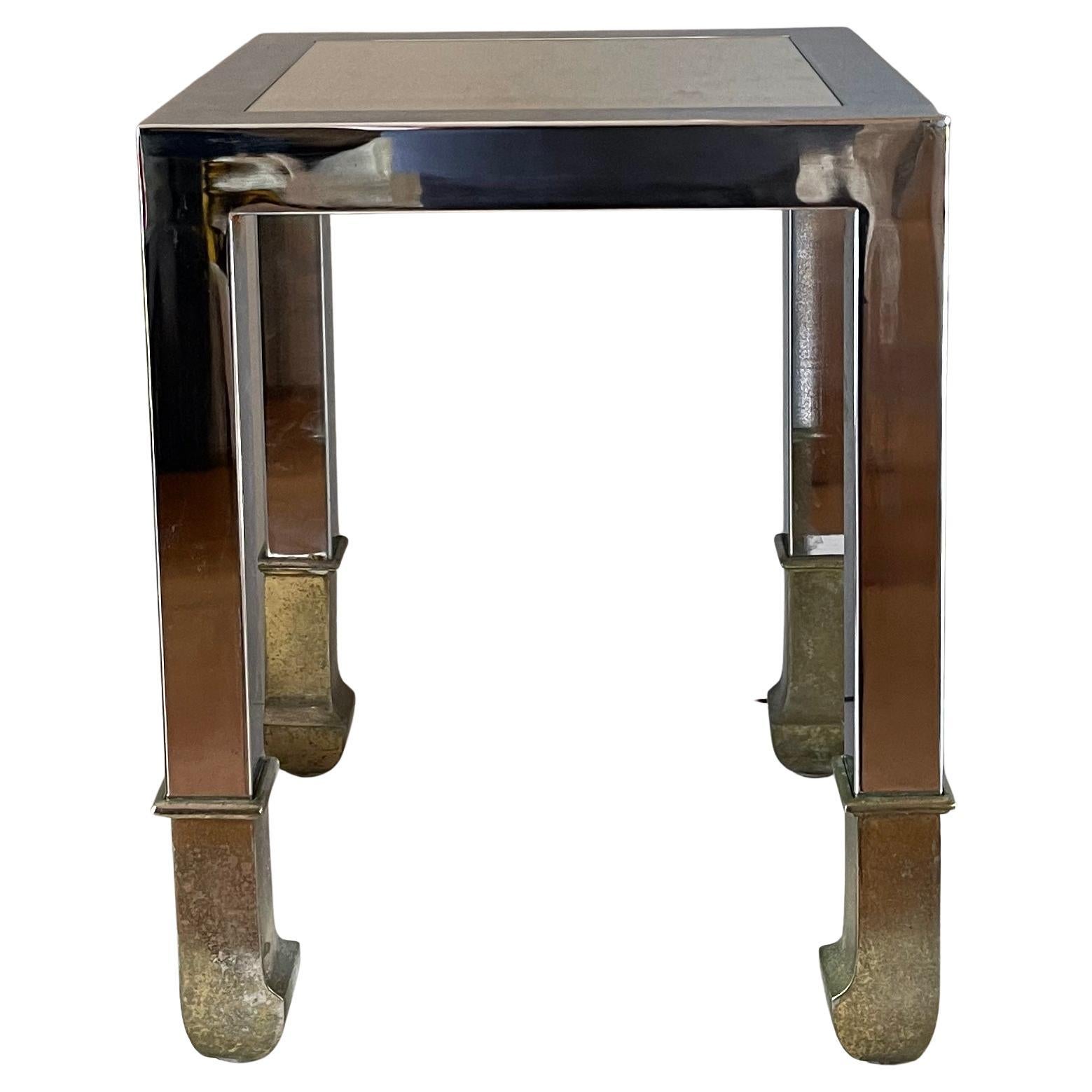 1970s Chrome 
Brass Side Table