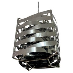 1970s Chrome Ceiling Light in the Style of Max Sauze