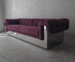 Sofá cromado de los años 70 de Milo Baughman para Thayer Coggin