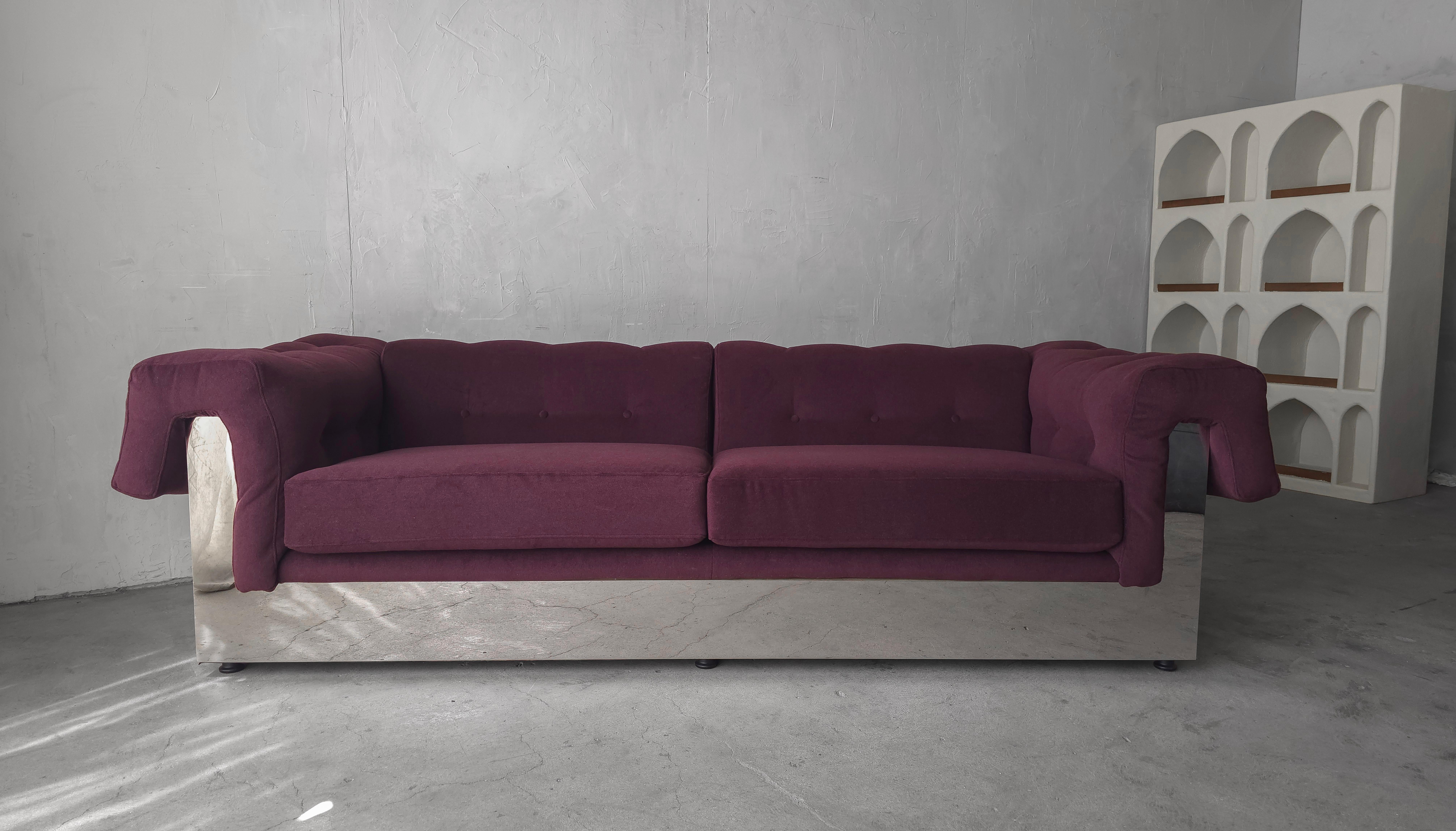 Mid-Century Modern 1970s Chrome Clad Sofa by Milo Baughman for Thayer Coggin For Sale