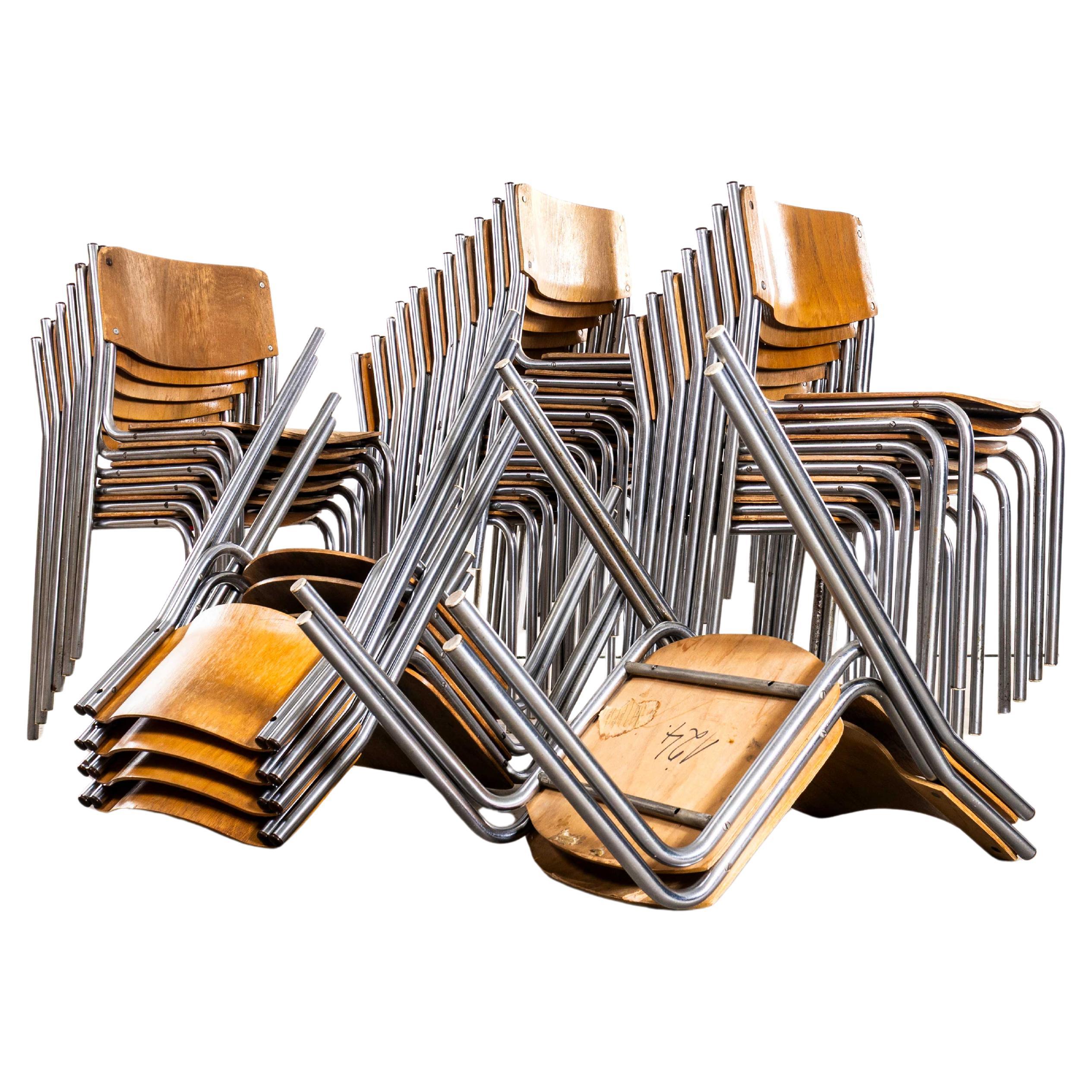 Sedie da pranzo universitarie impilabili con telaio cromato degli anni '70