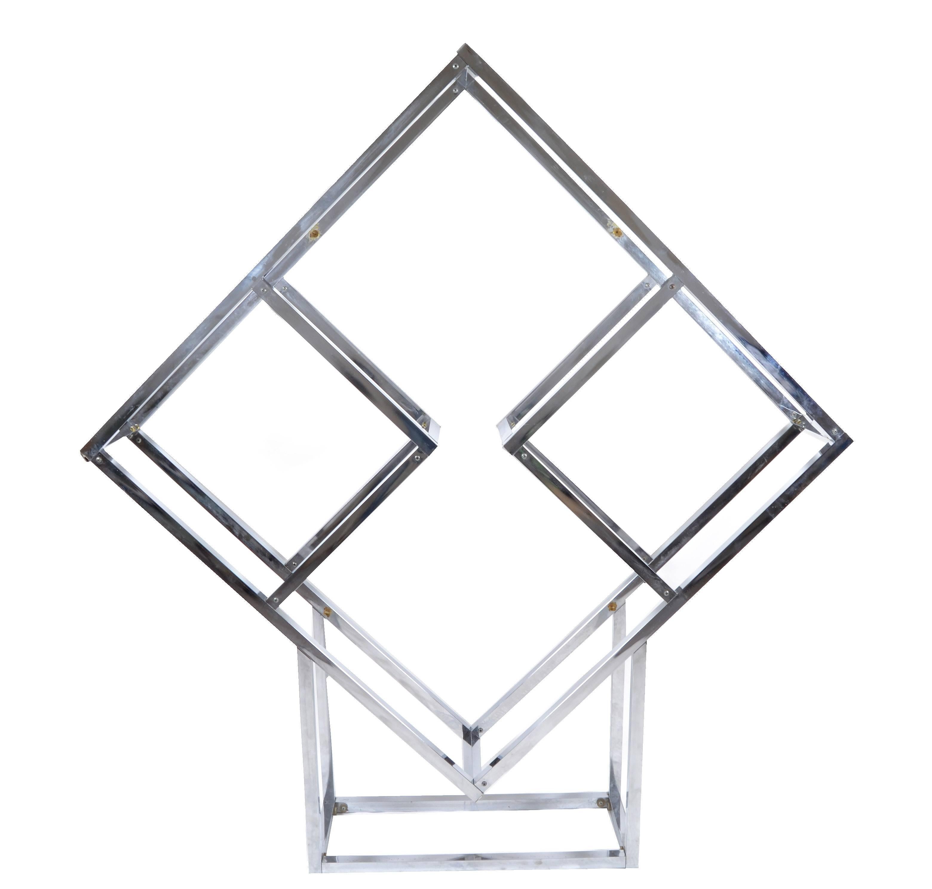 1970s Chrome Geometric Diamond Shaped Etagere Mid-Century Modern Baughman Style  For Sale 2
