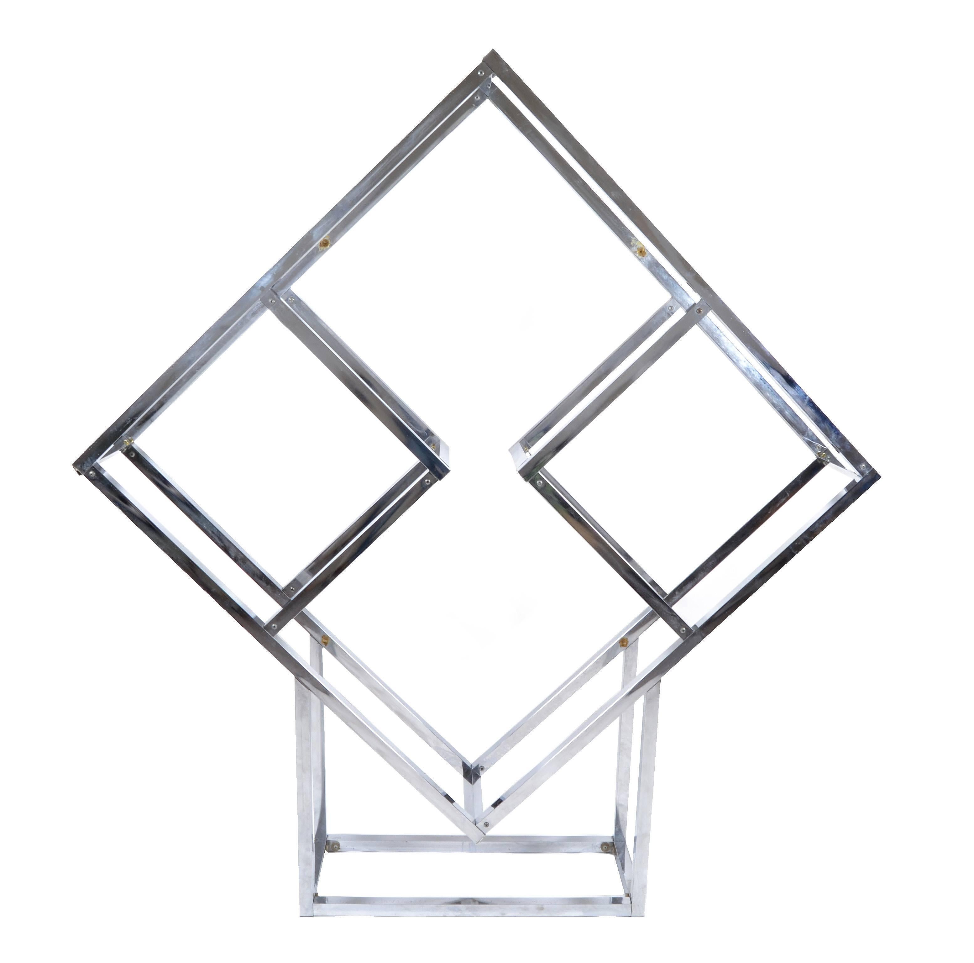 1970s Chrome Geometric Diamond Shaped Etagere Mid-Century Modern Baughman Style 