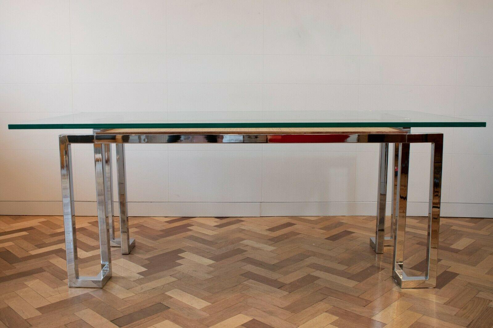 British 1970s Chrome, Glass and Rattan Desk by Pieff Lisse from the Mandarin Collection