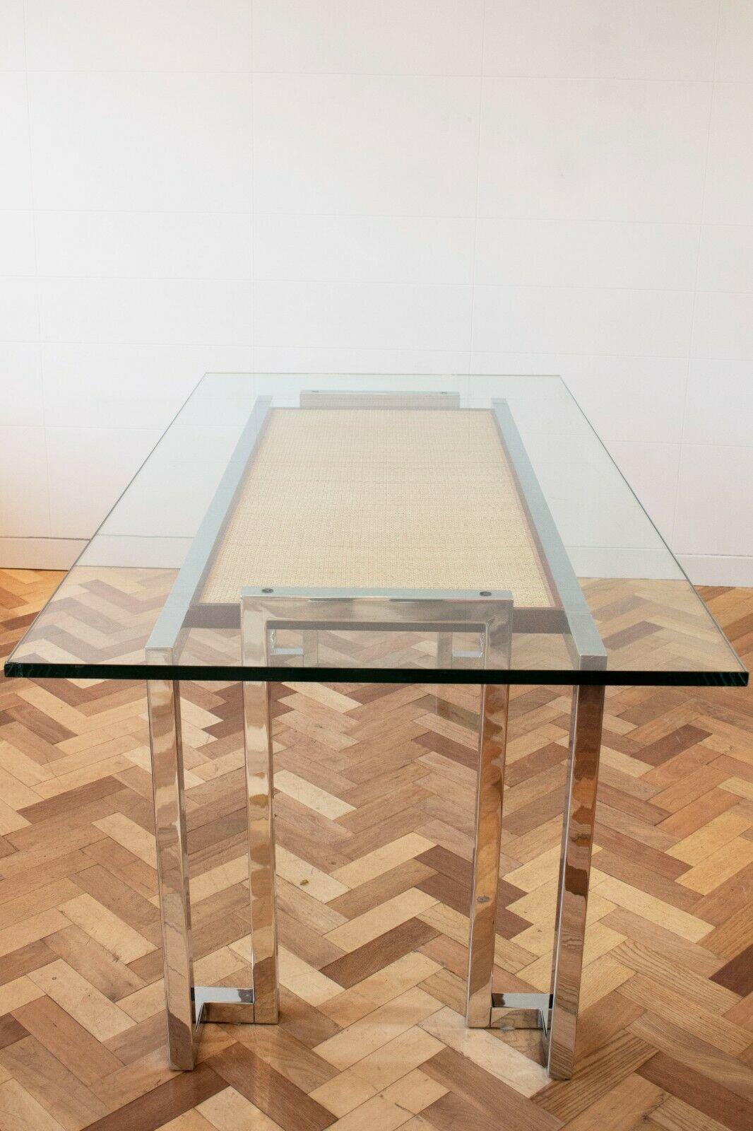 1970s Chrome, Glass and Rattan Desk by Pieff Lisse from the Mandarin Collection In Good Condition In London, GB