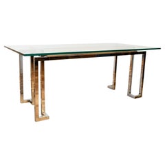 1970s Chrome, Glass and Rattan Desk by Pieff Lisse from the Mandarin Collection