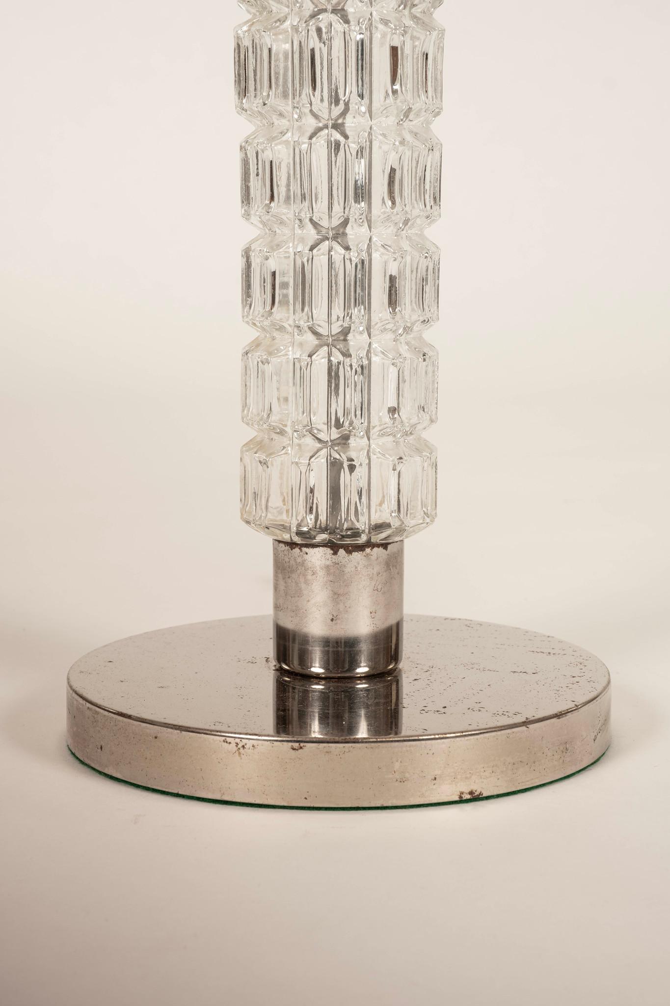 Lámpara de sobremesa de bloque de cristal cromado de los años 70 siglo XX en venta