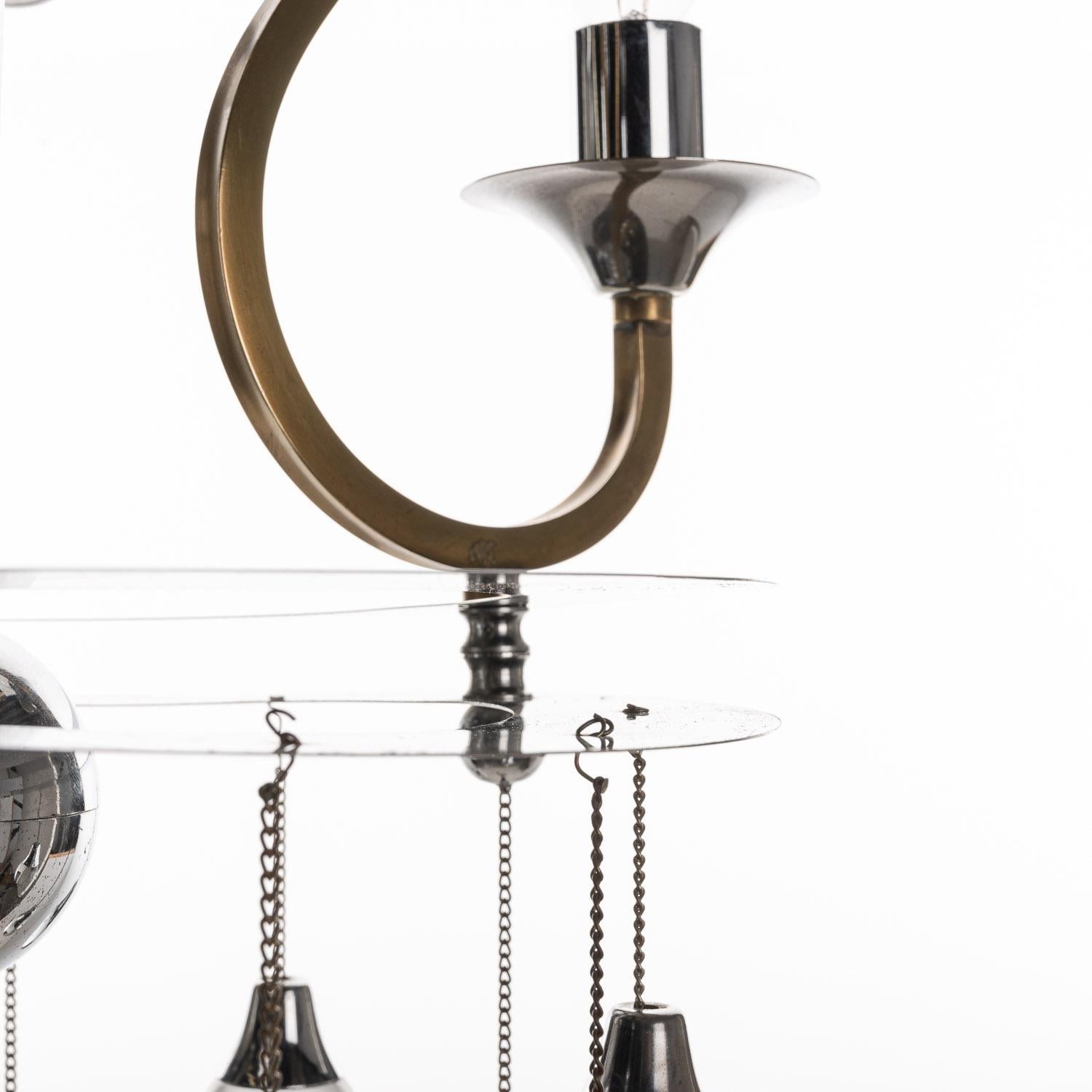 Lampadario in vetro e cromo anni '70 di Gaetano Sciolari in vendita 4