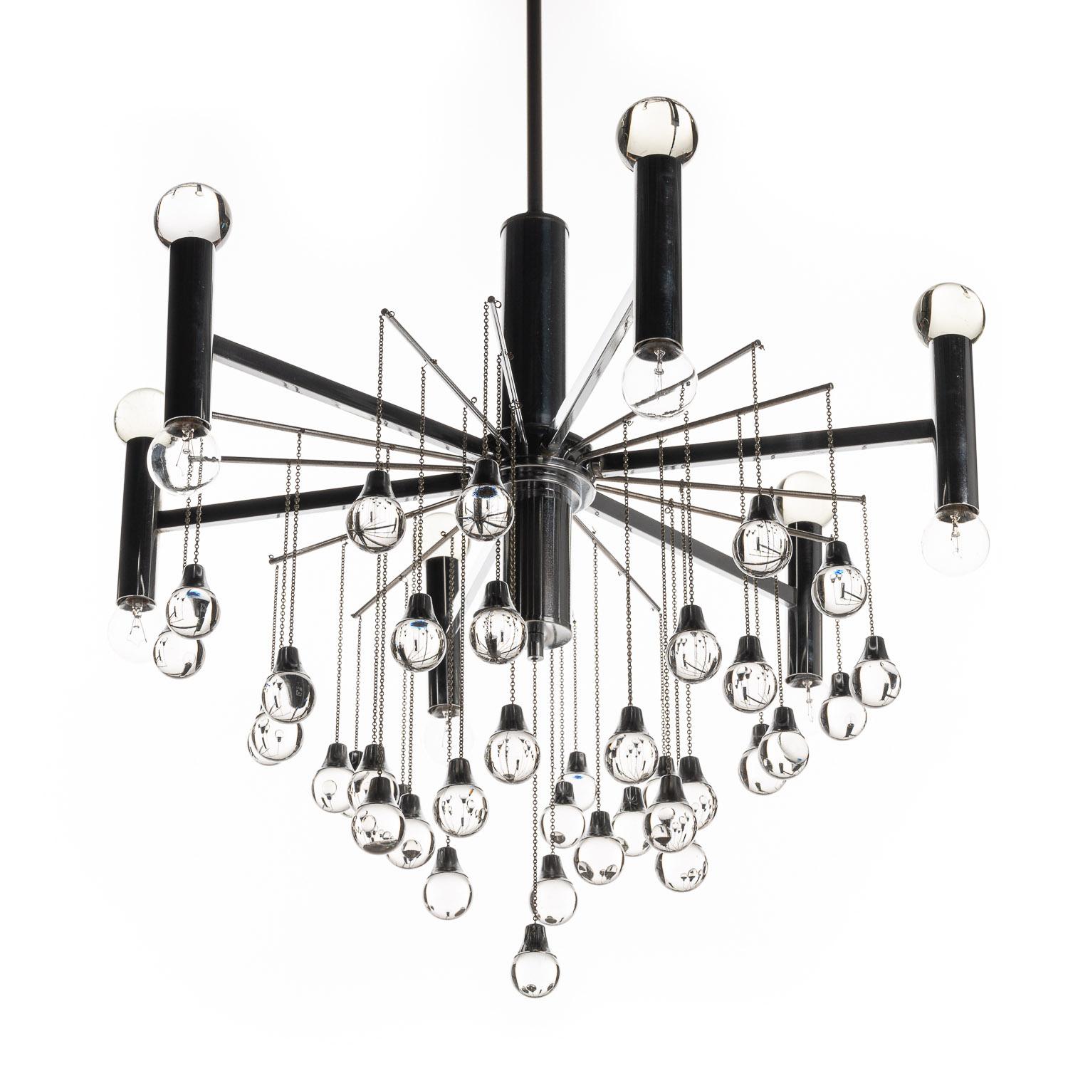 1970s Chrome & Glass Chandelier by Gaetano Sciolari For Sale 6