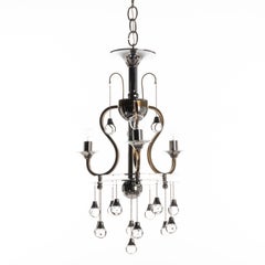 1970s Chrome & Glass Chandelier by Gaetano Sciolari