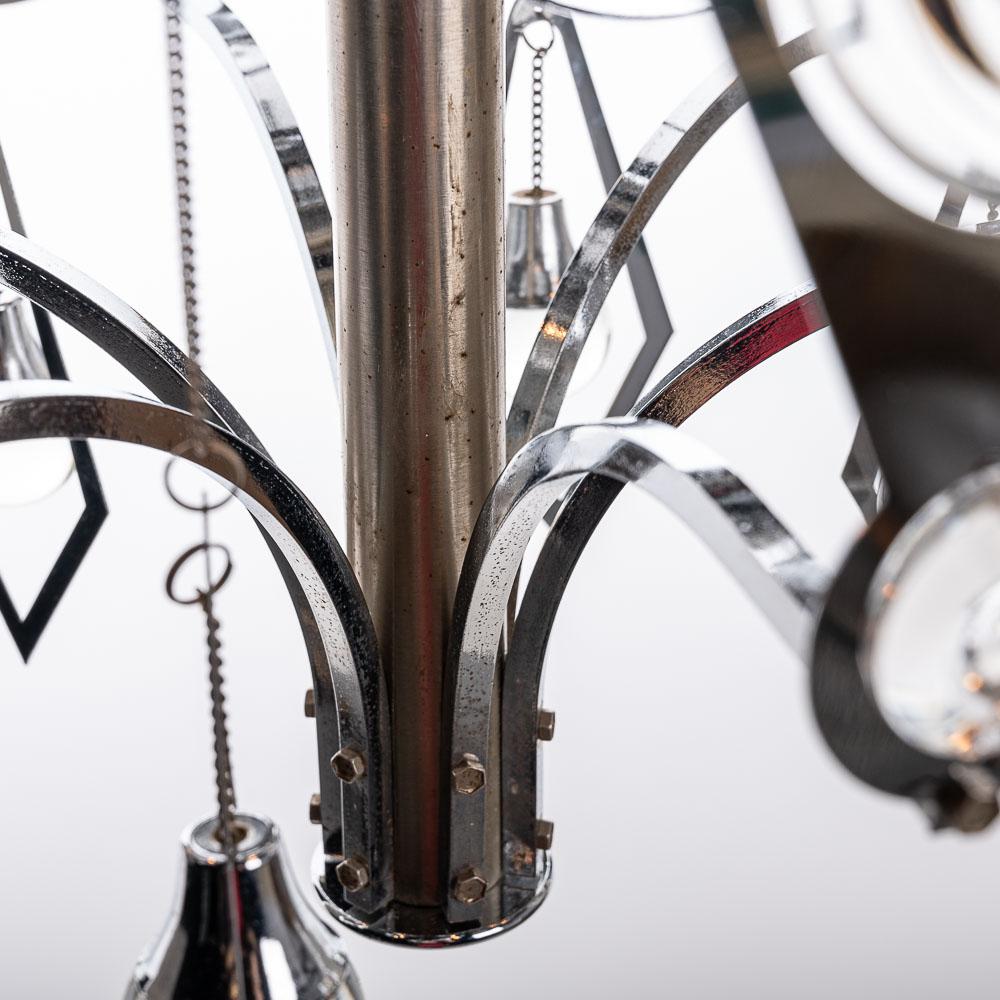 Lampadario in vetro e cromo anni '70 di Gaetano Sciolari In condizioni buone in vendita a Schoorl, NL