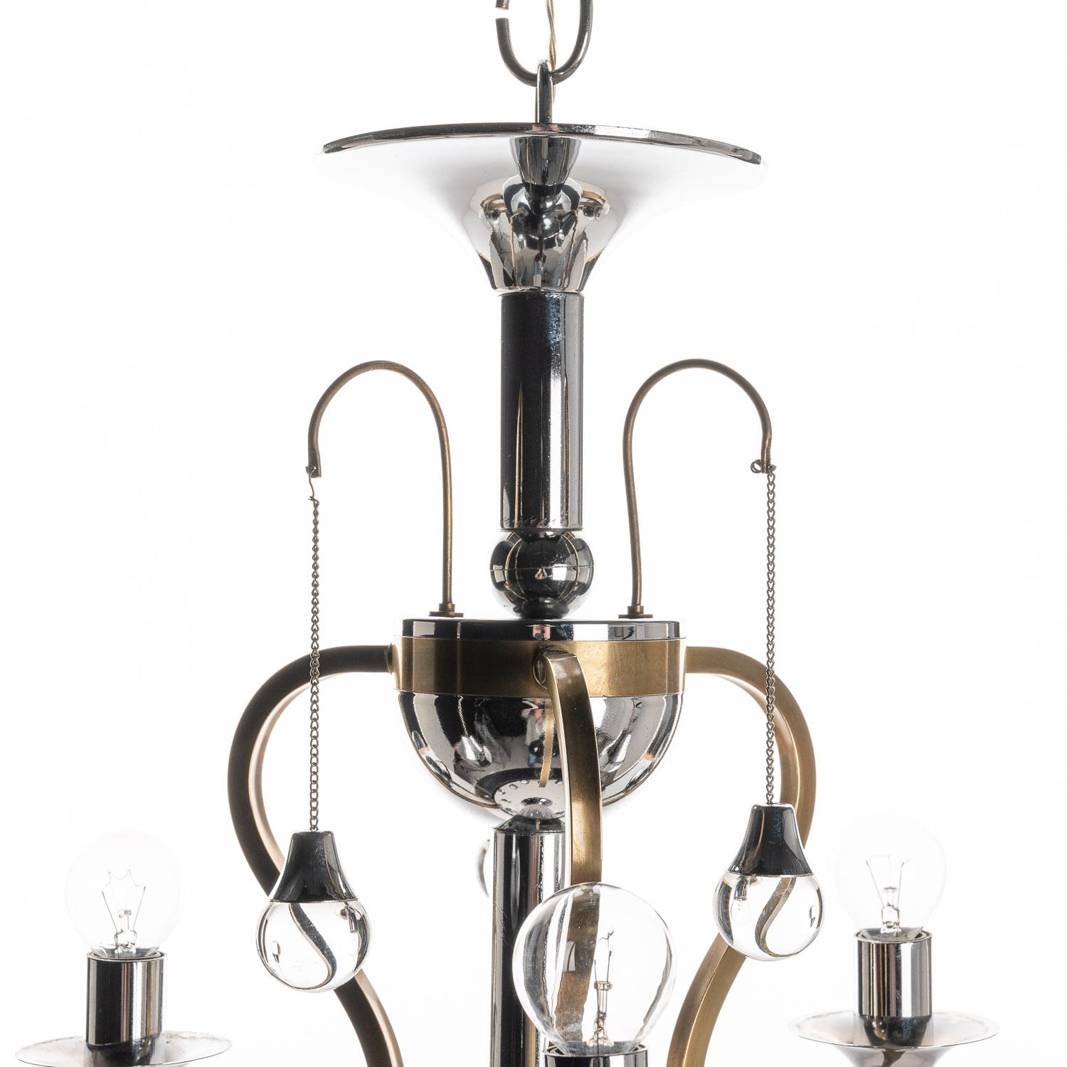 20th Century 1970s Chrome & Glass Chandelier by Gaetano Sciolari For Sale