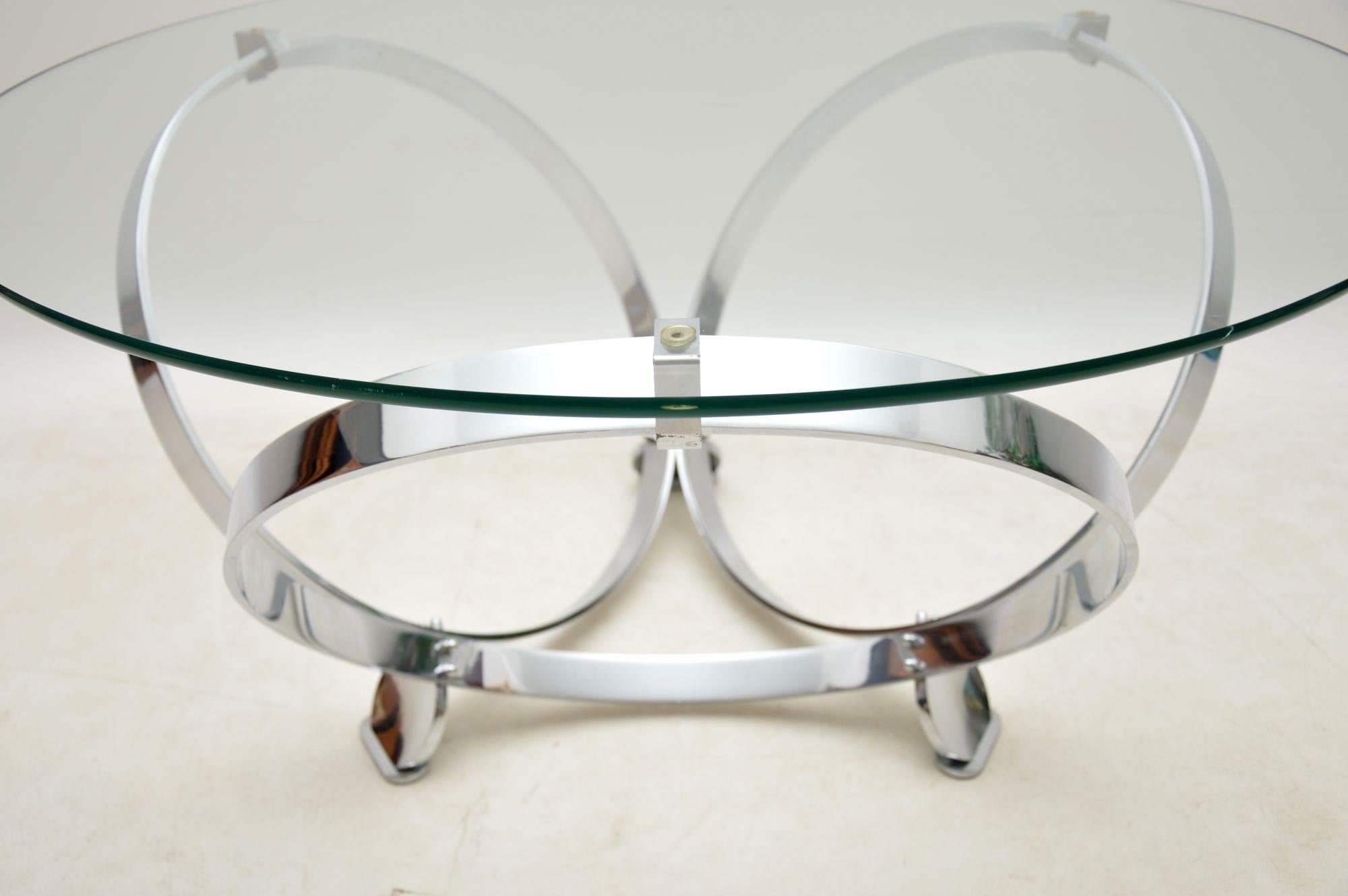Mid-Century Modern 1970s Chrome & Glass Coffee Table by Knut Hesterberg