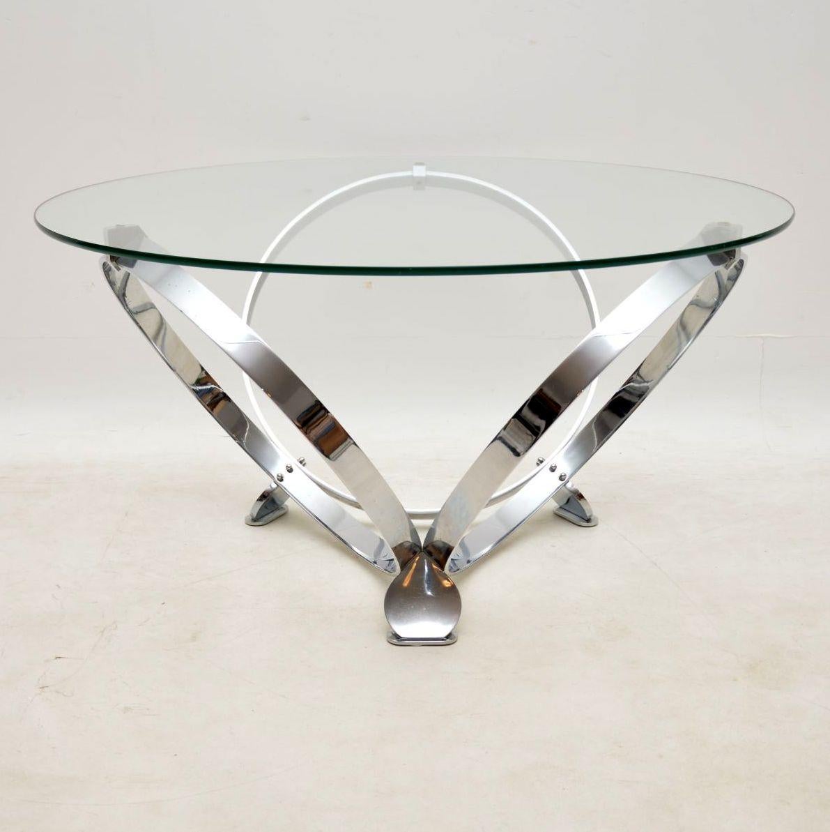 1970s Chrome & Glass Coffee Table by Knut Hesterberg In Good Condition In London, GB