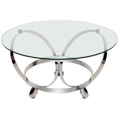 1970s Chrome and Glass Coffee Table by Knut Hesterberg