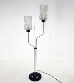 Lampada da terra in vetro e cromo di Lidokov degli anni '70, Label, Cecoslovacchia