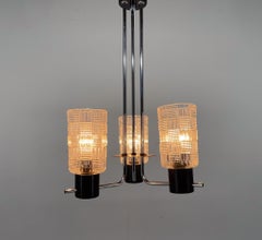 1970s Chrome, Glass & Metal Chandelier, Czechoslovakia