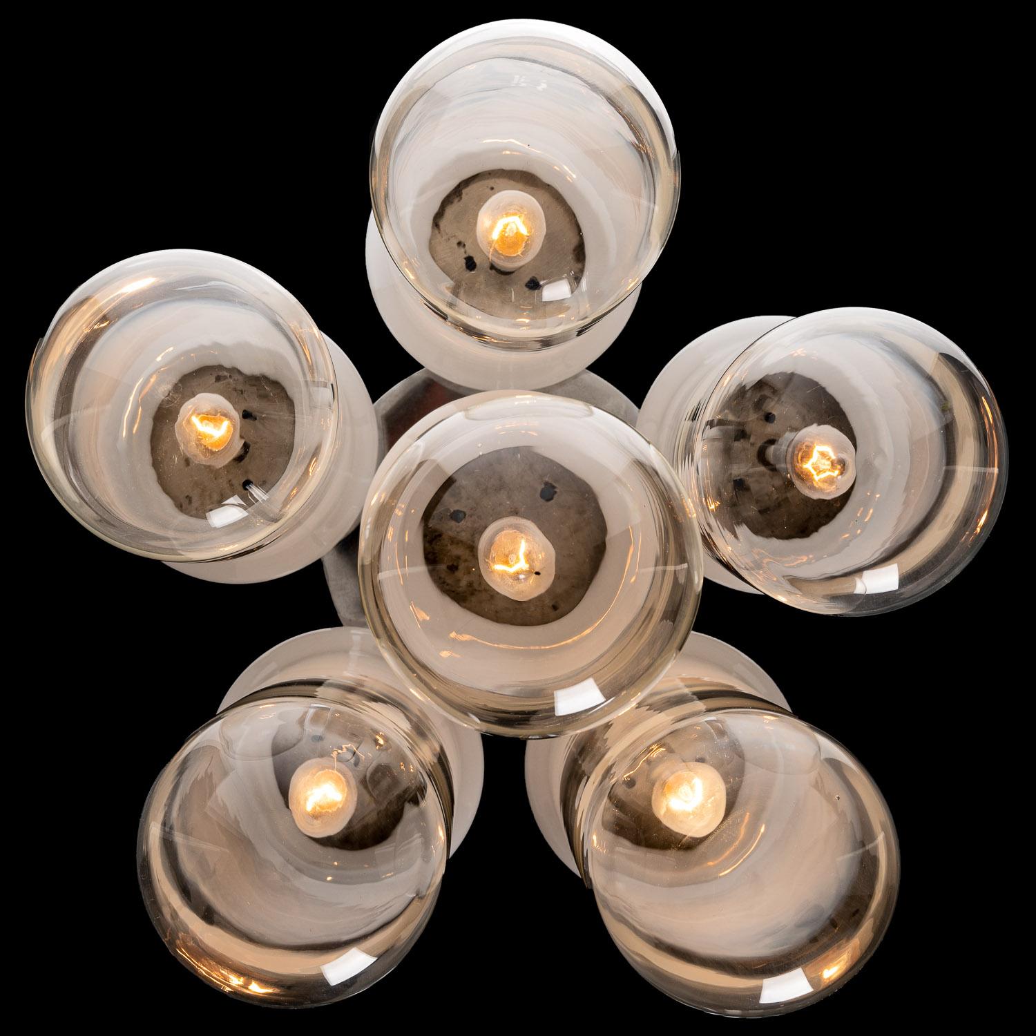 1970s Chrome & Glass Pendant Attributed to Carlo Nason For Sale 9