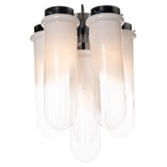 Lampe à suspension en chrome et verre des années 1970 attribuée à Carlo Nason