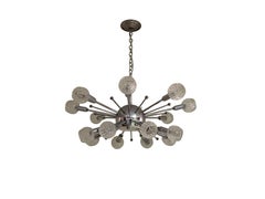 Lampadario Sputnik in vetro e cromo degli anni '70