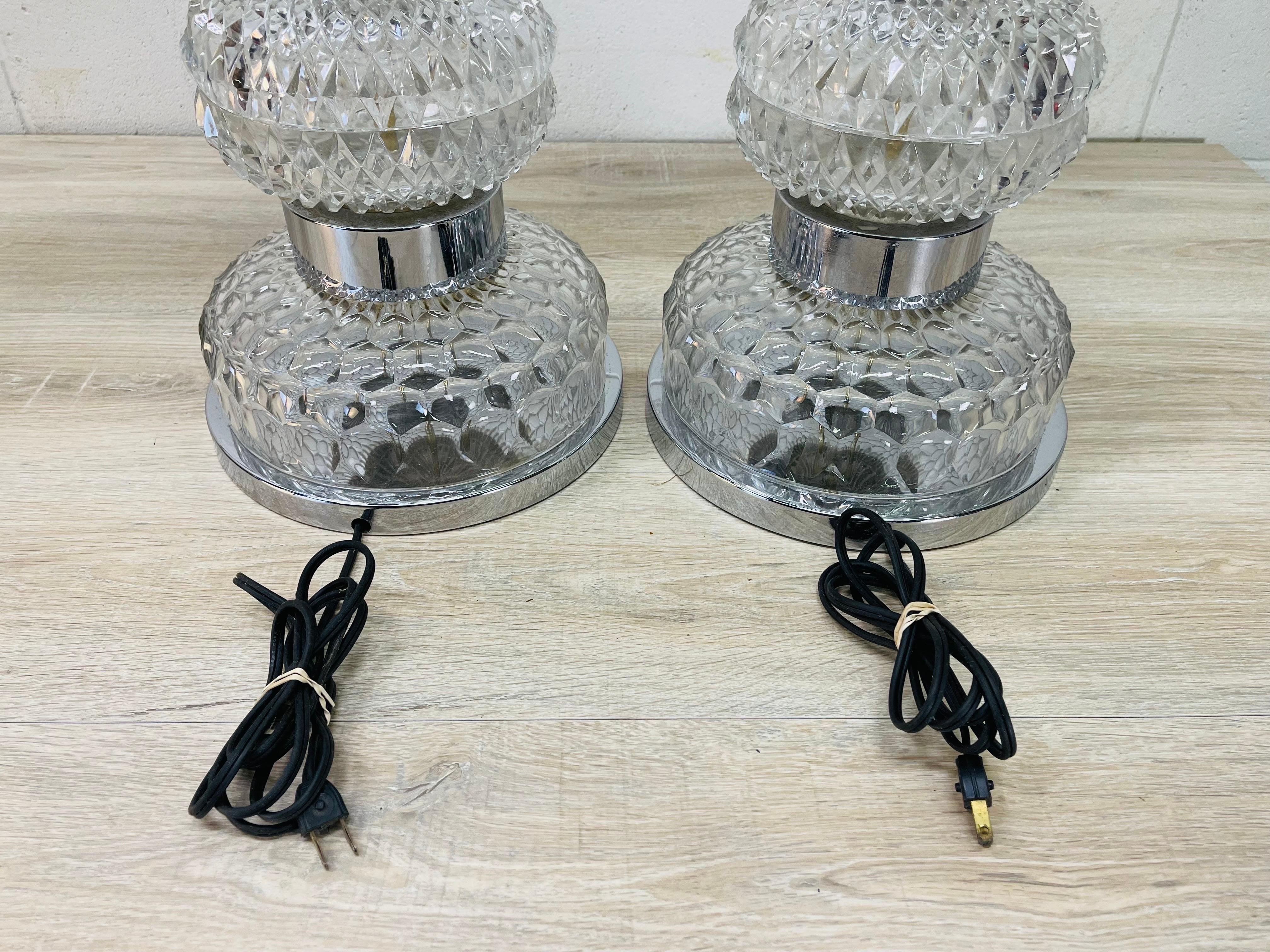 1970s Chrome & Glass Table Lamps, Pair For Sale 5