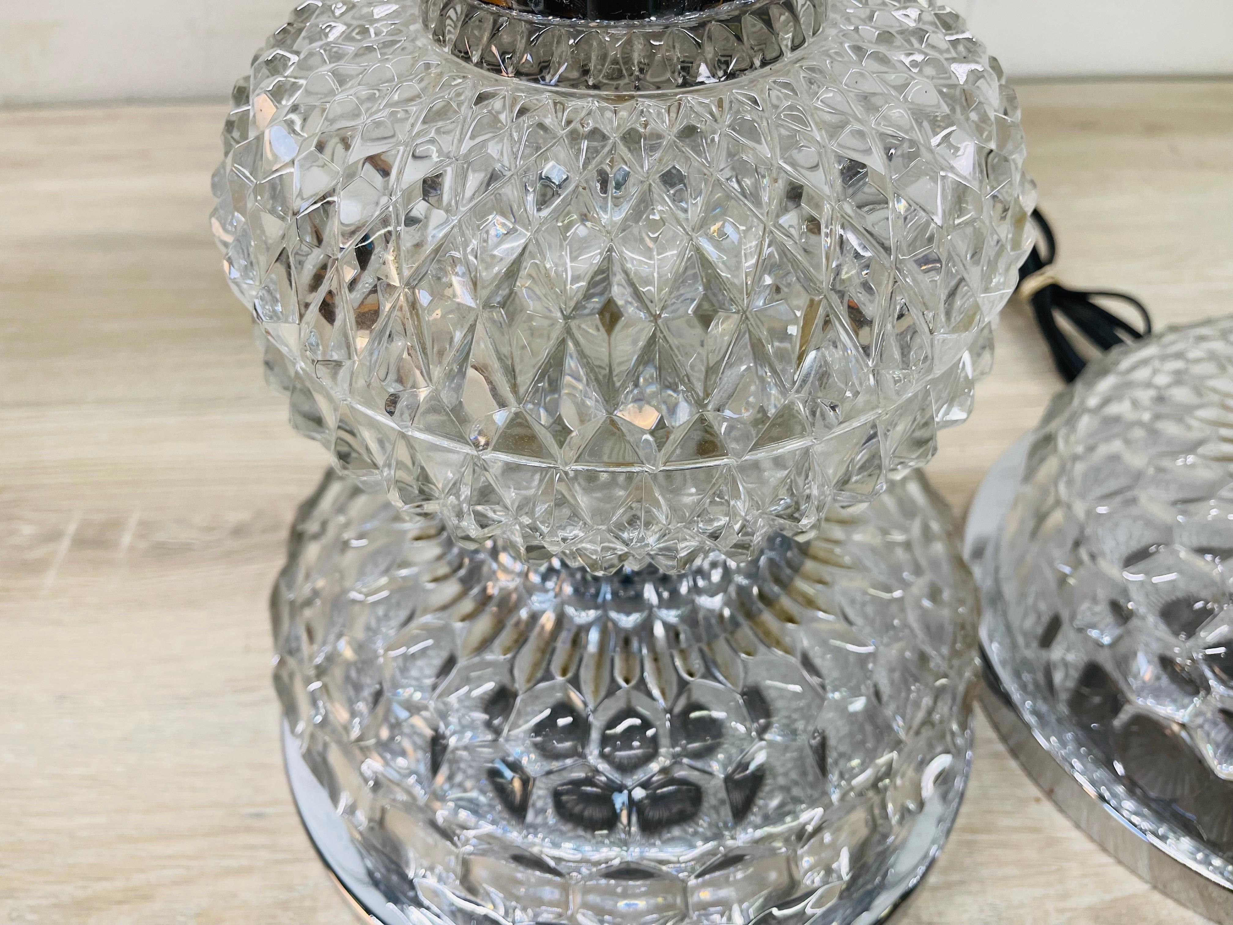 1970s Chrome & Glass Table Lamps, Pair For Sale 2