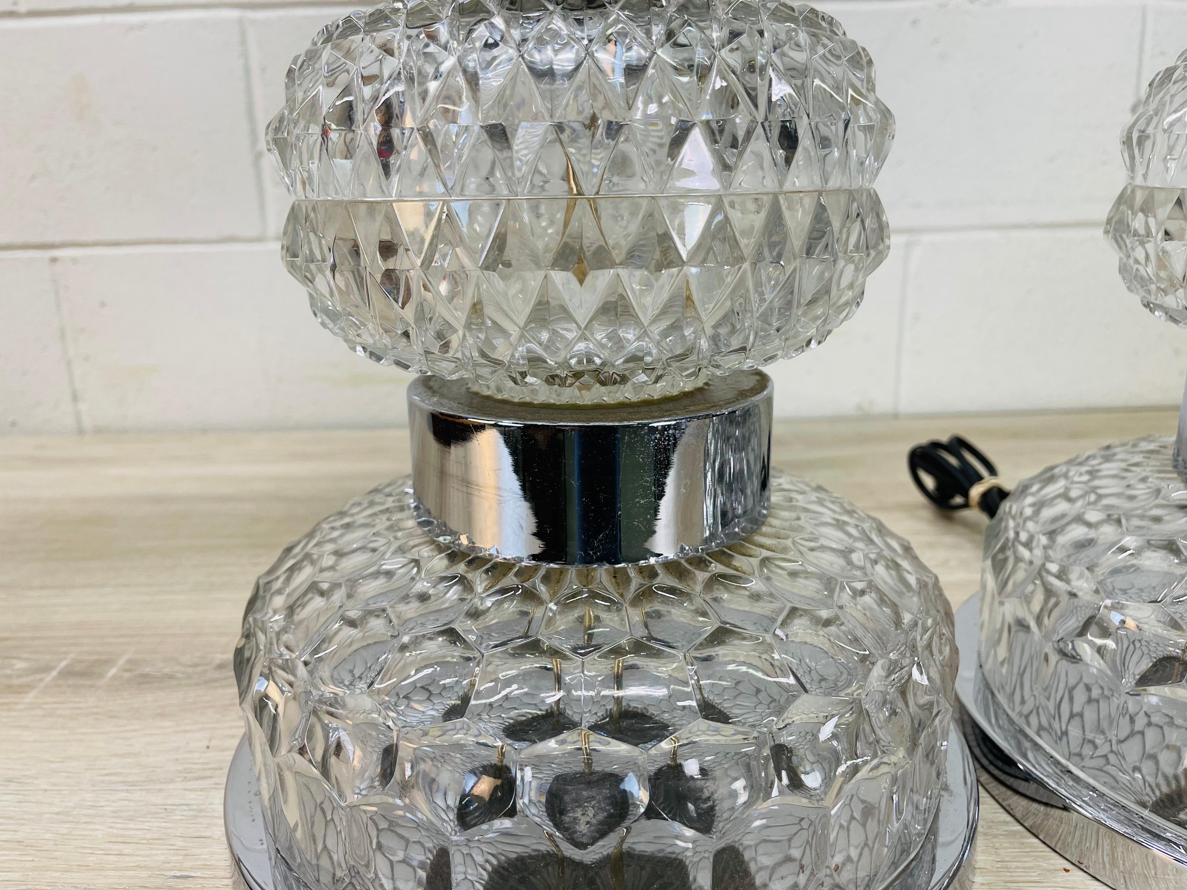 1970s Chrome & Glass Table Lamps, Pair For Sale 3