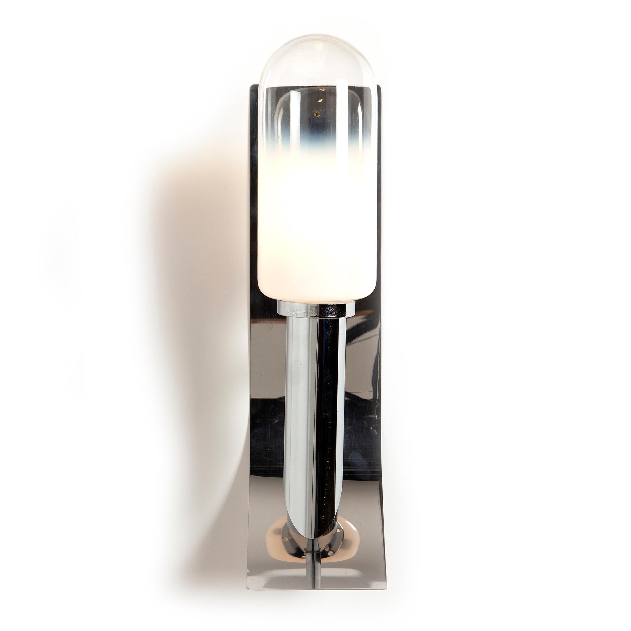 Italian 1970's Chrome & Glass Wall light Attributed to Carlo Nason For Sale