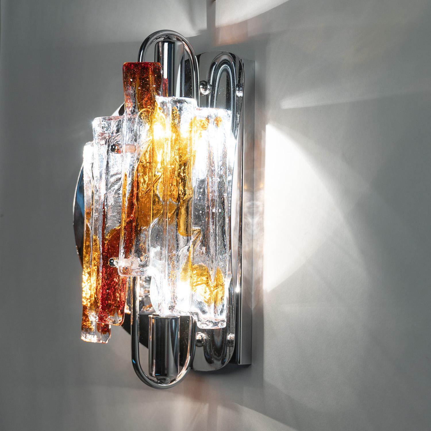 1970's Chrome & Glass Wall Light Attributed to Mazzega For Sale 8