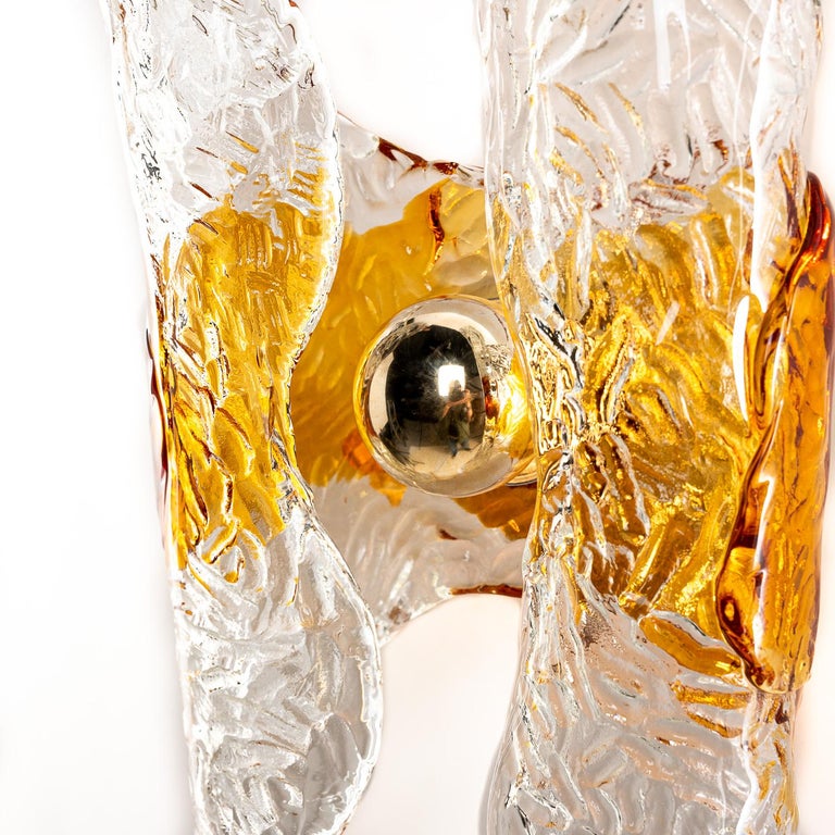 1970's Chrome and Glass Wall Light Attributed to Mazzega For Sale at